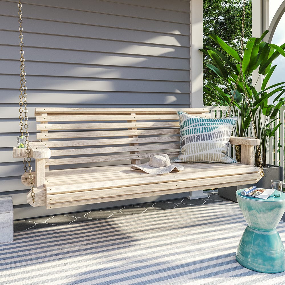 Amish Heavy Duty 700 lb Capacity Roll Comfort Treated Porch Swing - Perfect for Outdoor Patio, Garden, and Backyard Relaxation