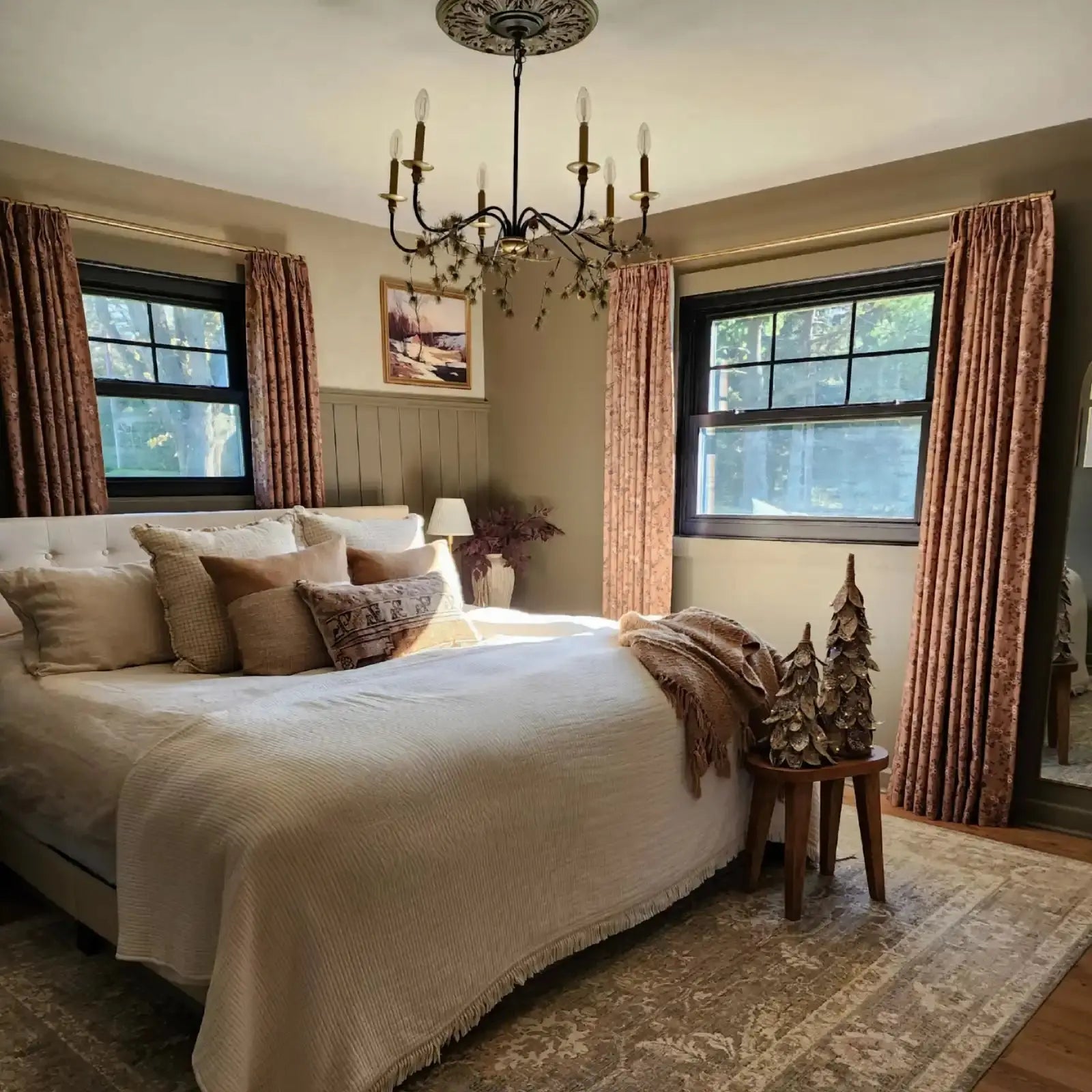 Elegant Sara Le Print Linen Drapery Pleated Curtains - Soft Textured Window Treatments for Living Room & Bedroom Decor