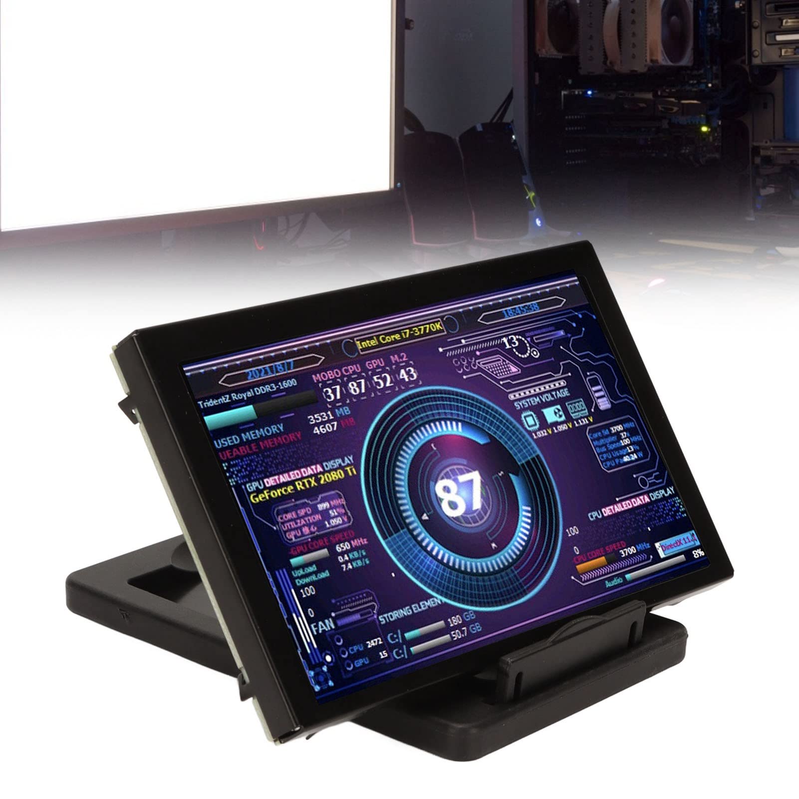 Bewinner 5 Inch USB IPS Mini Display for PC CPU Monitor - DIY Temperature Theme, Secondary Screen for Computer Case with ARGB Lighting | Perfect for Gaming Rigs, Workstations & Custom PC Builds