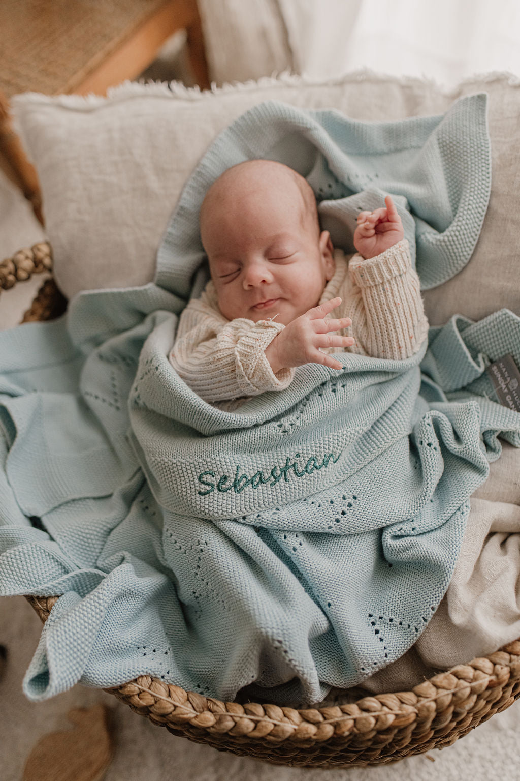 Custom Baby Bunny Personalized Blanket - Soft & Cozy Blue Blanket for Newborns, Infants & Toddlers - Perfect for Nursery, Baby Shower Gifts & Snuggling