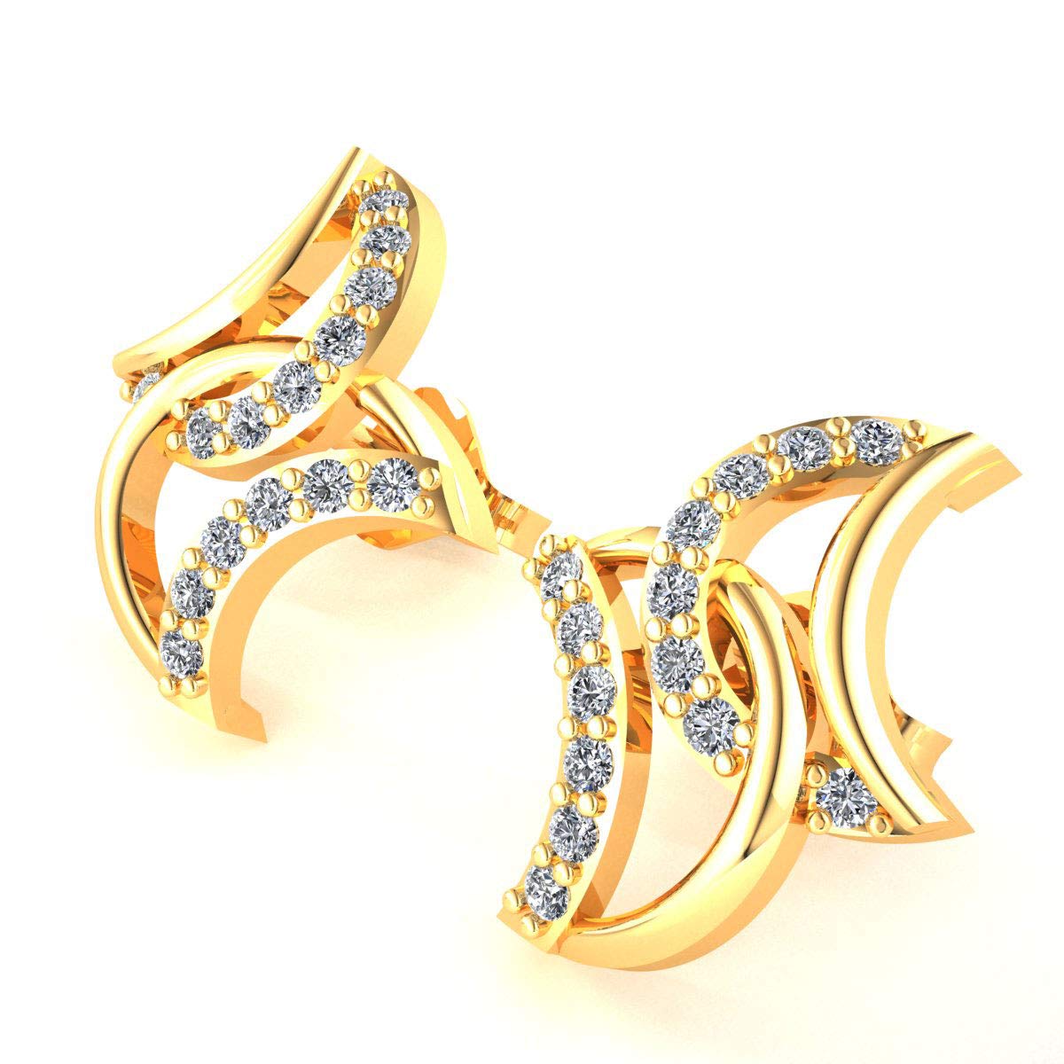 18K Gold Crescent Moon Earrings for Women with 0.15 Cttw Natural Diamonds (G Color, VS2 Clarity) - Round Cut Stud Earrings for Wedding, Anniversary & Special Occasions