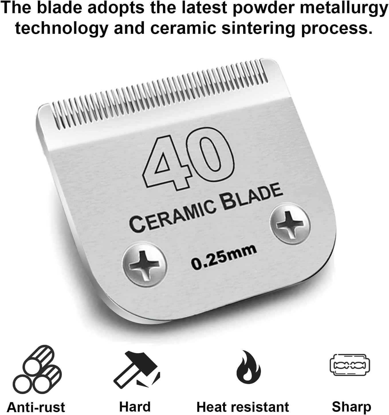 3PCS 40 Blades Dog Grooming Replacement Blades - Compatible with Andis Dog Clippers, Ceramic & Stainless Steel Blades for Professional Pet Grooming at Home or Salon