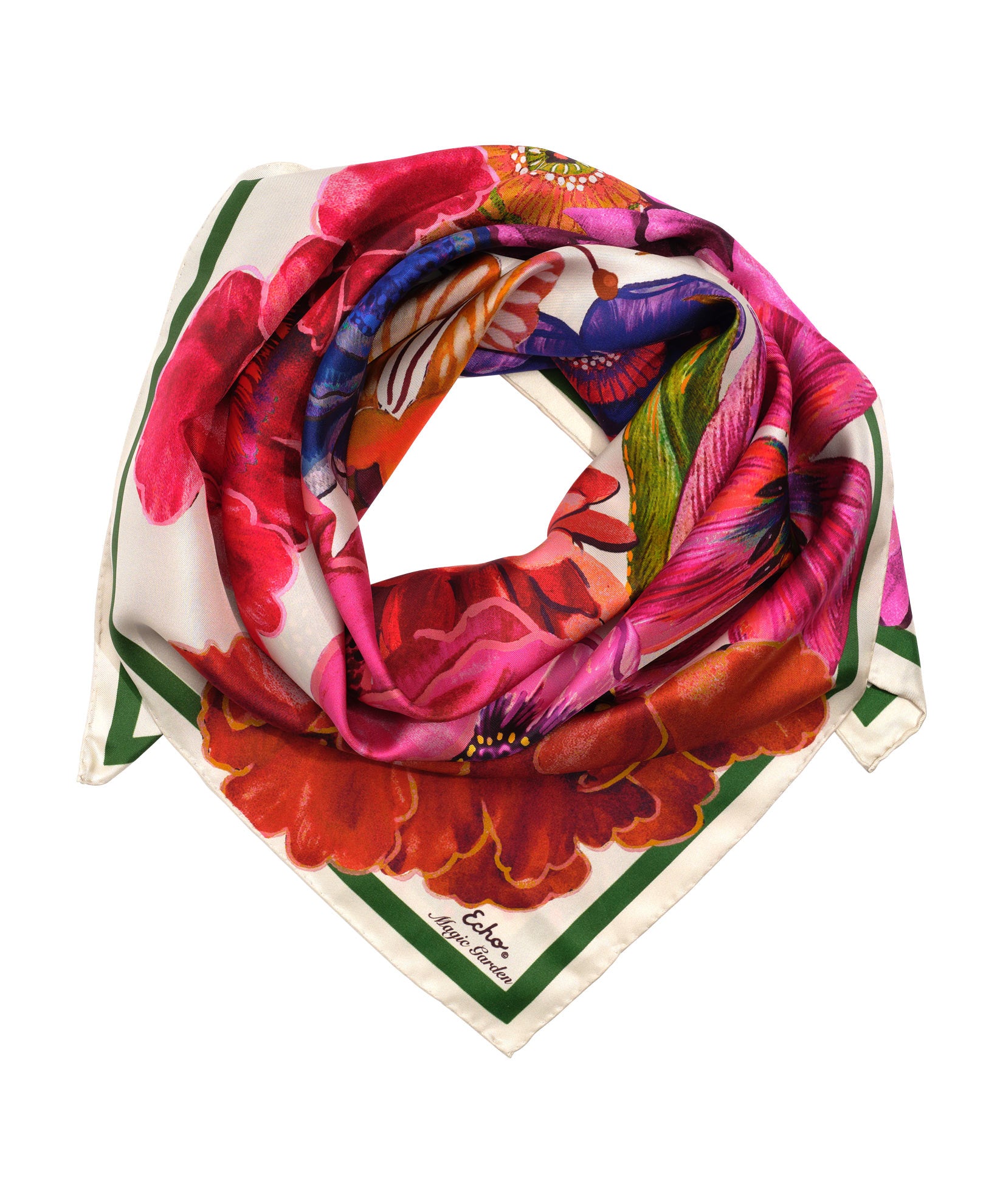 Magic Garden 35 Silk Square Scarf - Elegant Fashion Accessory for Women, Perfect for Travel, Parties & Gift Giving