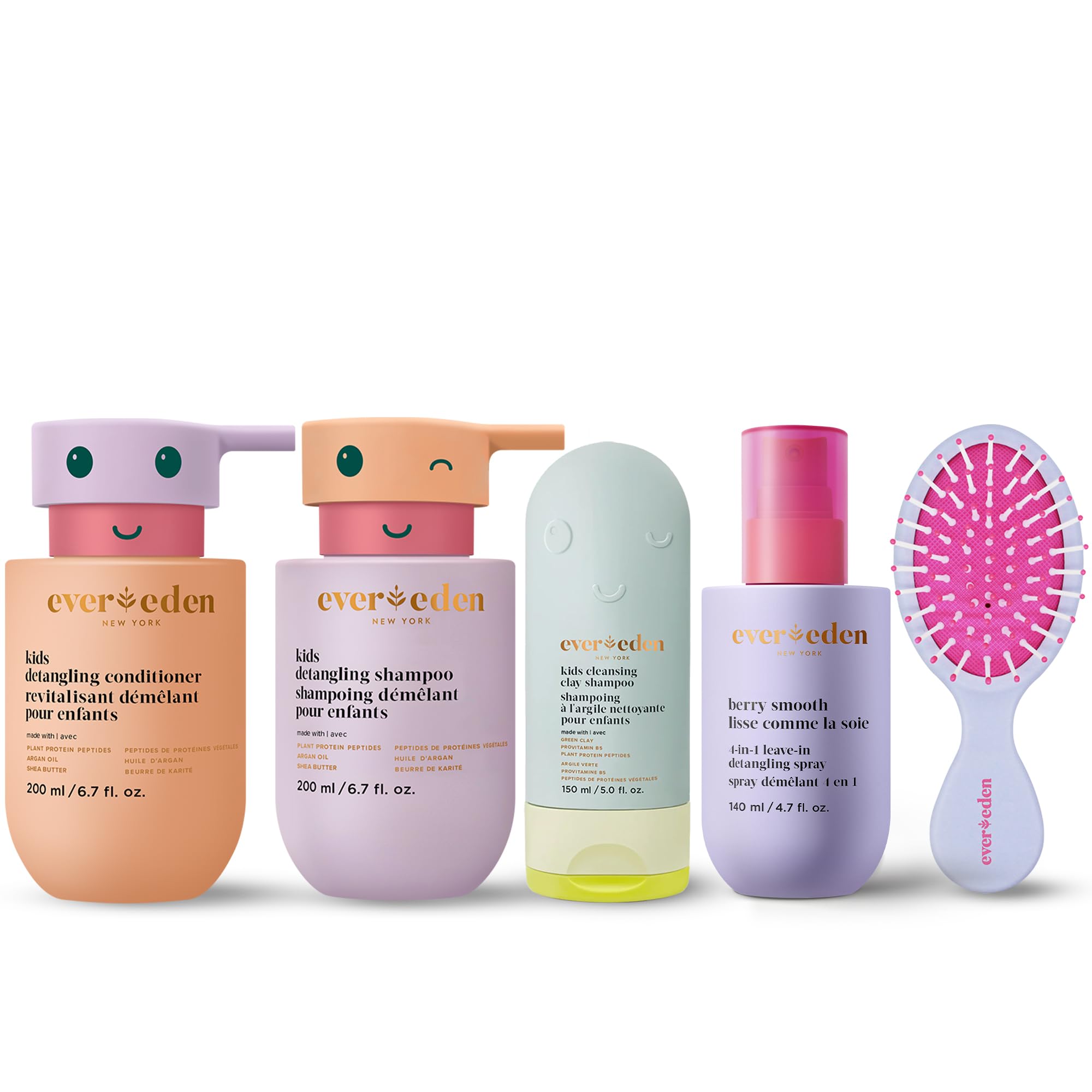 Evereden Ultimate Kids Haircare Set: Gentle Vegan Shampoo, Conditioner, 4-in-1 Detangler Spray & After Swim Shampoo with Detangling Brush | Safe for All Hair Types | Perfect for Daily Care, Swim Days & Tangle-Free Styling