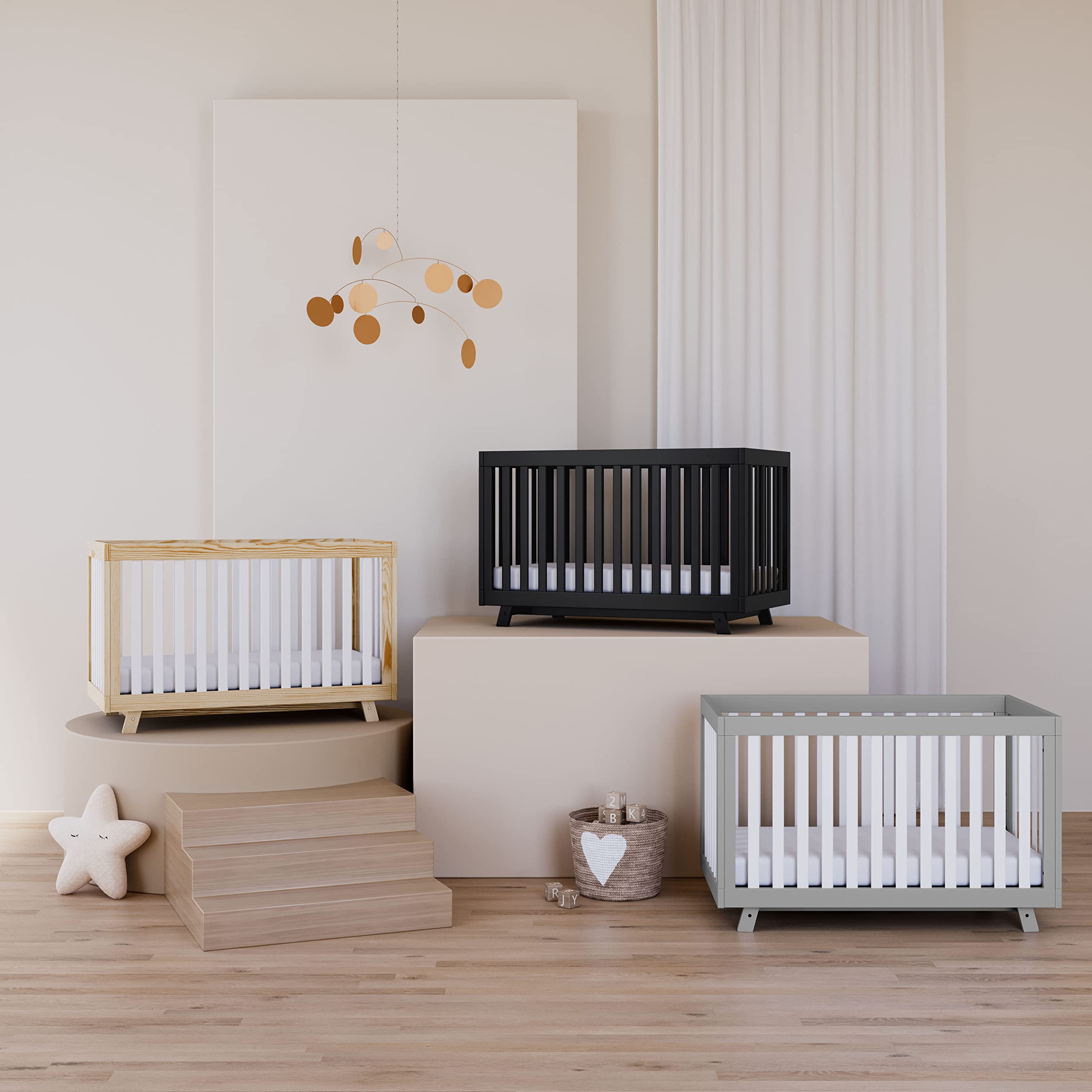 Storkcraft Beckett 3-in-1 Convertible Crib in Olive - GREENGUARD Gold Certified, Converts from Crib to Toddler Bed, Fits Standard Full-Size Crib Mattress | Safe Nursery Furniture for Newborns & Toddlers | Perfect for Baby Rooms & Daycare Centers