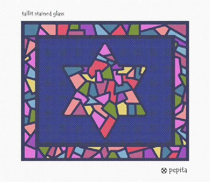 Pepita Needlepoint Canvas for Tallit - Stained Glass Design 12