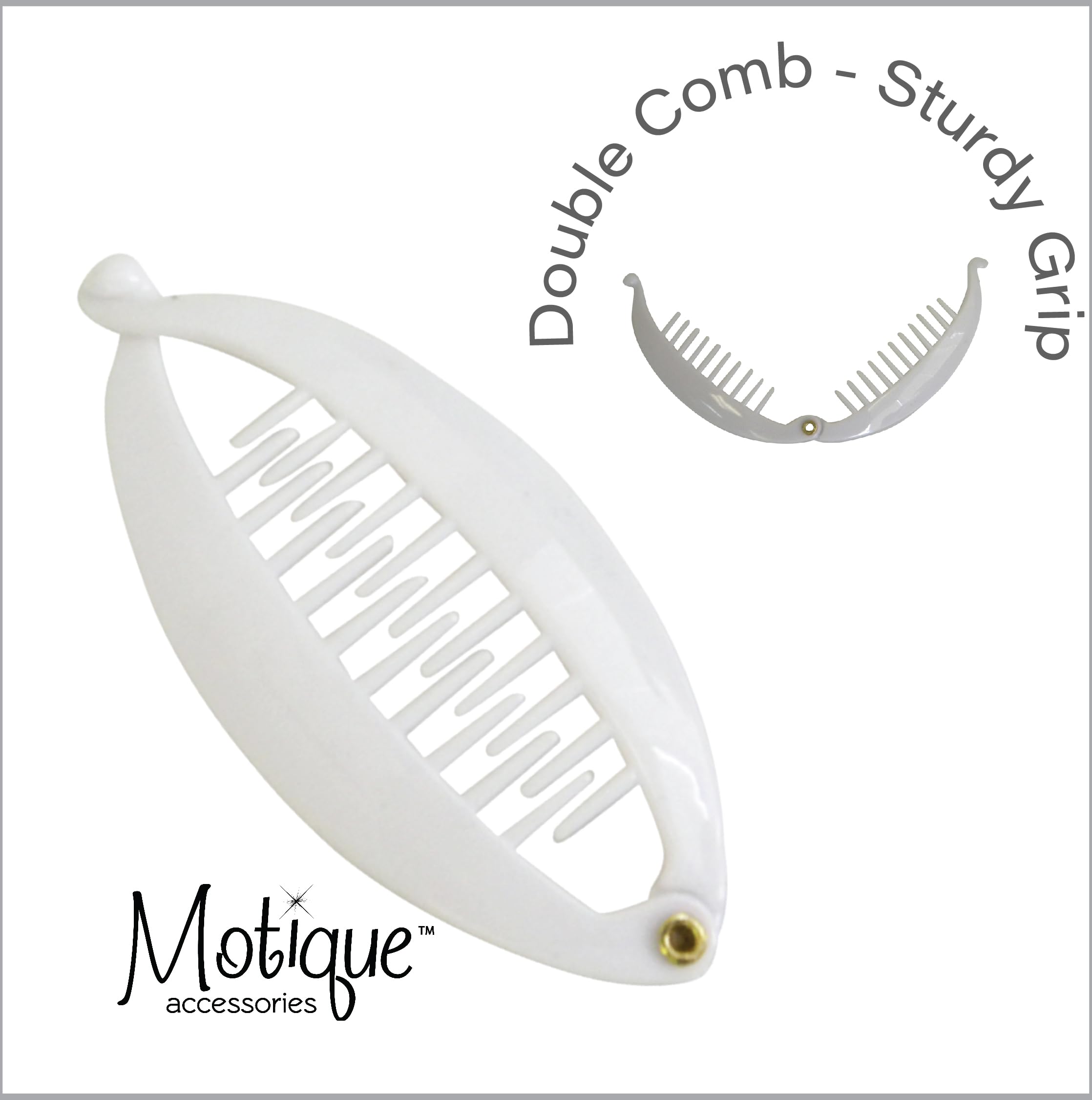 White 3.5 Inch Mini Banana Clip Hair Clincher - Rounded Edges Hair Comb for Women, Girls, and Teens - Perfect for School, Work, and Everyday Styling