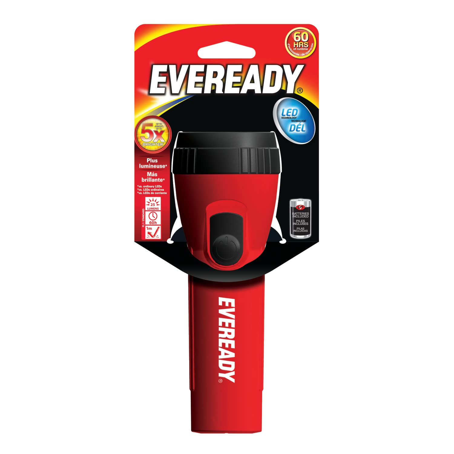 EVEREADY LED Flashlight - Super Bright, Durable & Easy-to-Use Camping Light with Batteries Included | Perfect for Outdoor Adventures, Emergency Kits, Home Safety & Kids Activities