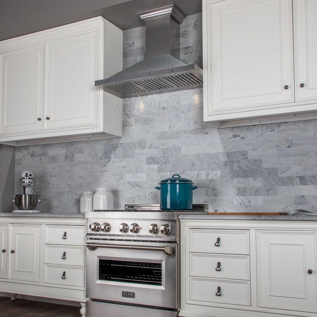 ZLINE 8KBS Designer Series Satin Stainless Steel Convertible Range Hood - Wall Mount Ventilation for Kitchen with Multiple Size Options | Perfect for Modern Home Cooking & Professional Chef Use