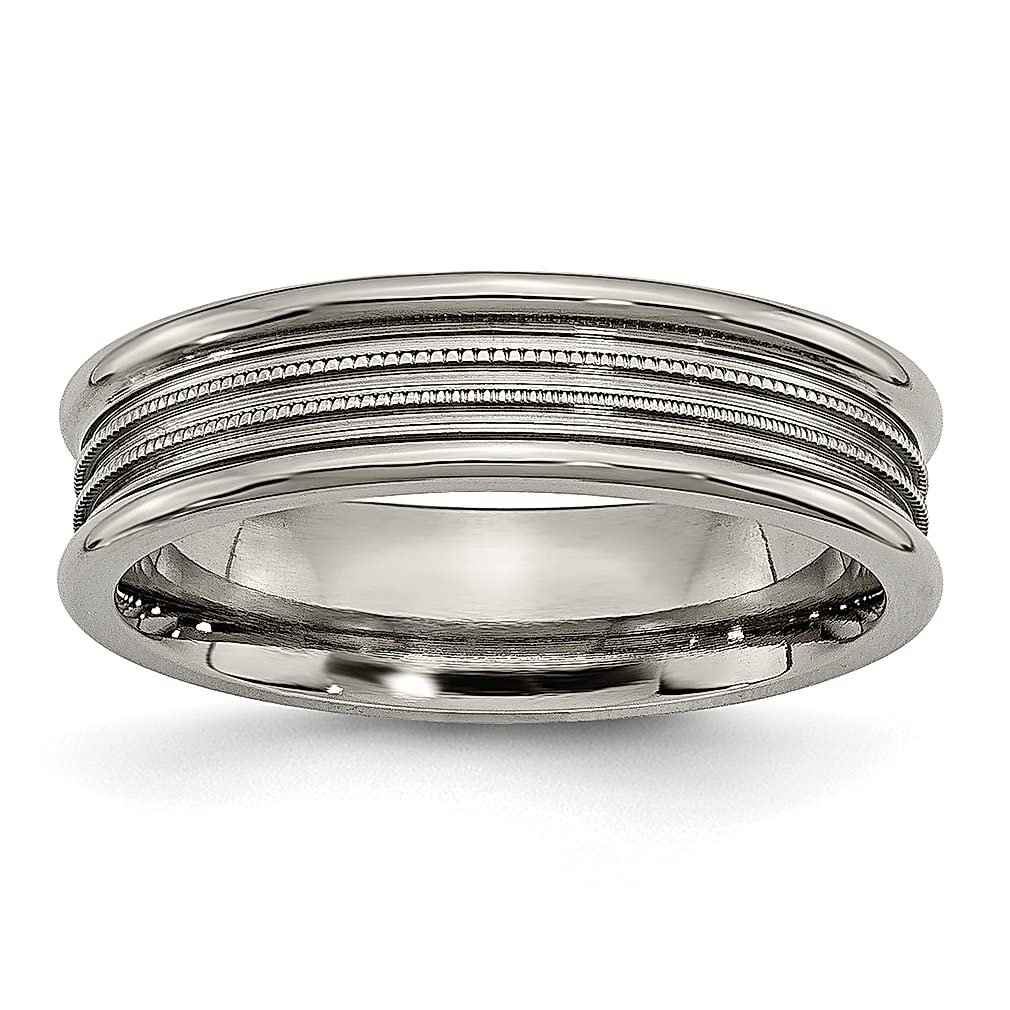ICE CARATS Titanium Grooved Beaded 6mm Wedding Band Ring for Women - Durable & Hypoallergenic Jewelry - Perfect Anniversary, Engagement & Bridal Gift - Ideal for Everyday Wear & Special Occasions