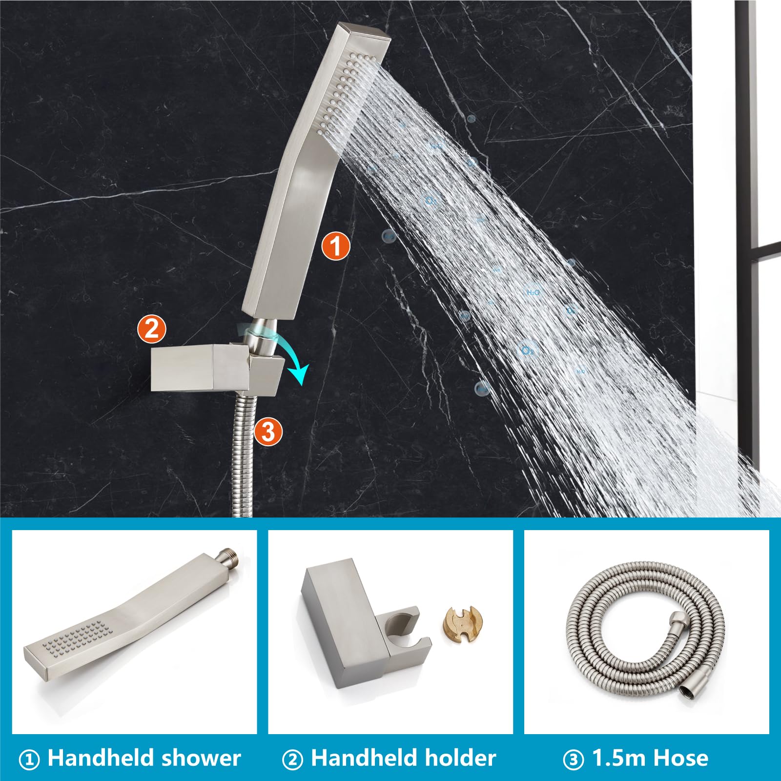 Midanya Wall Mount Bathtub Faucet with Handheld Shower - Brushed Nickel Single Handle Waterfall Tub Filler - Commercial Grade Bathroom Mixer Tap with Curved Spout & Hand-Shower System | Perfect for Spa-Like Bathing Experience & Modern Bathroom Decor