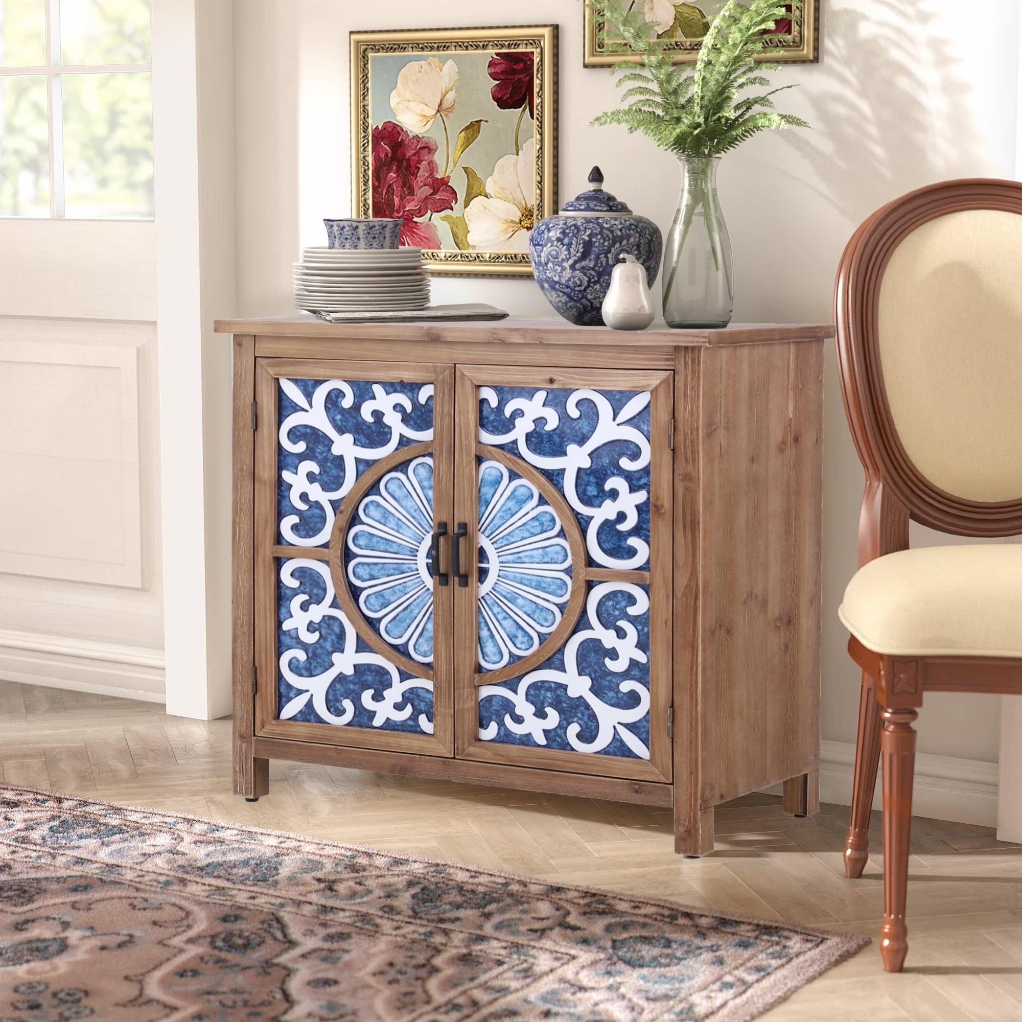 PHI VILLA Accent Cabinet with Doors - Modern Sideboard Buffet Cabinet for Living Room Storage, Entryway Hallway Organizer, Farmhouse Style Home Decor Furniture for Dining Room & Bedroom