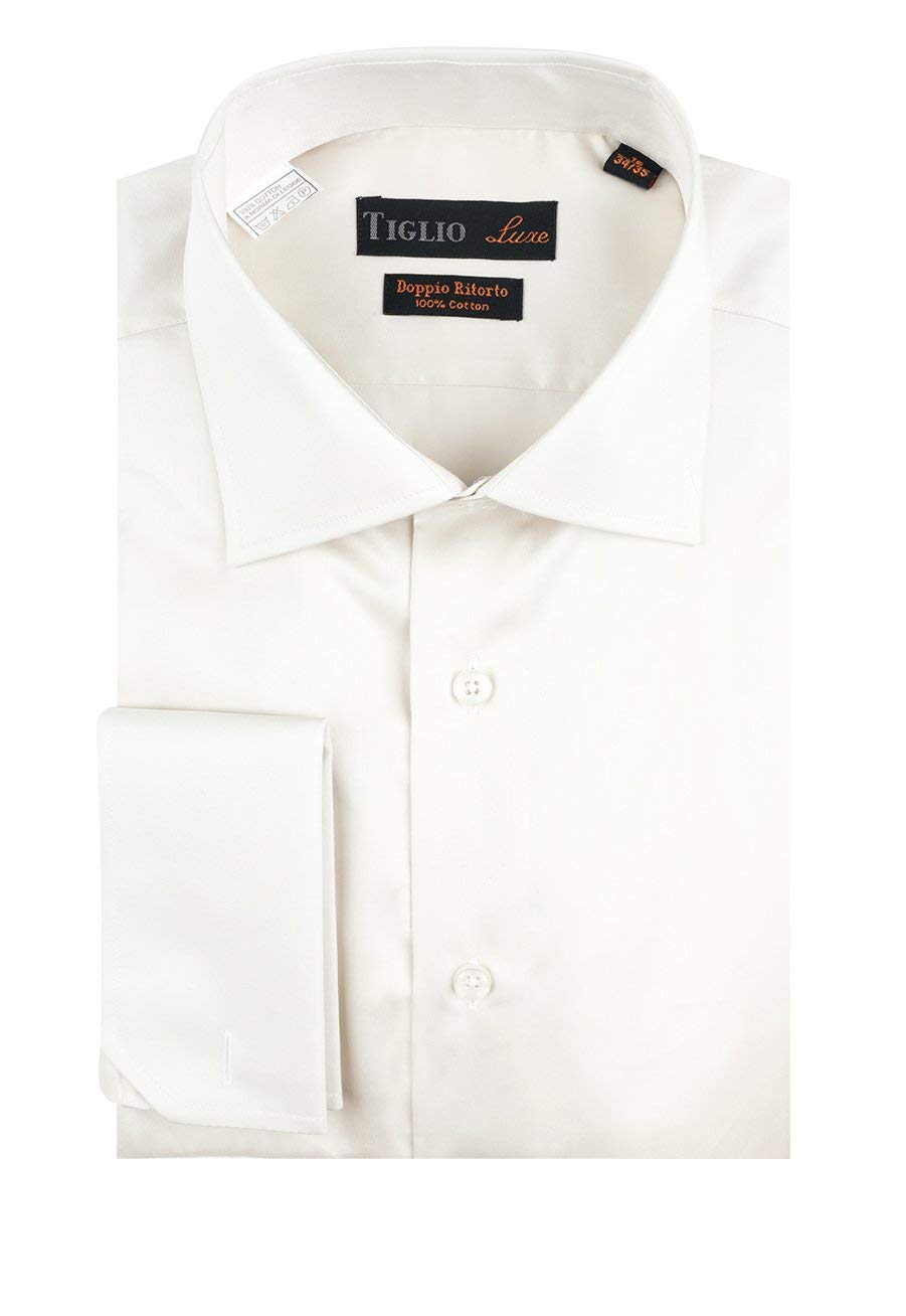Premium Off-White Dress Shirt with French Cuffs | Formal Business Attire for Men | Office Wear & Special Occasions