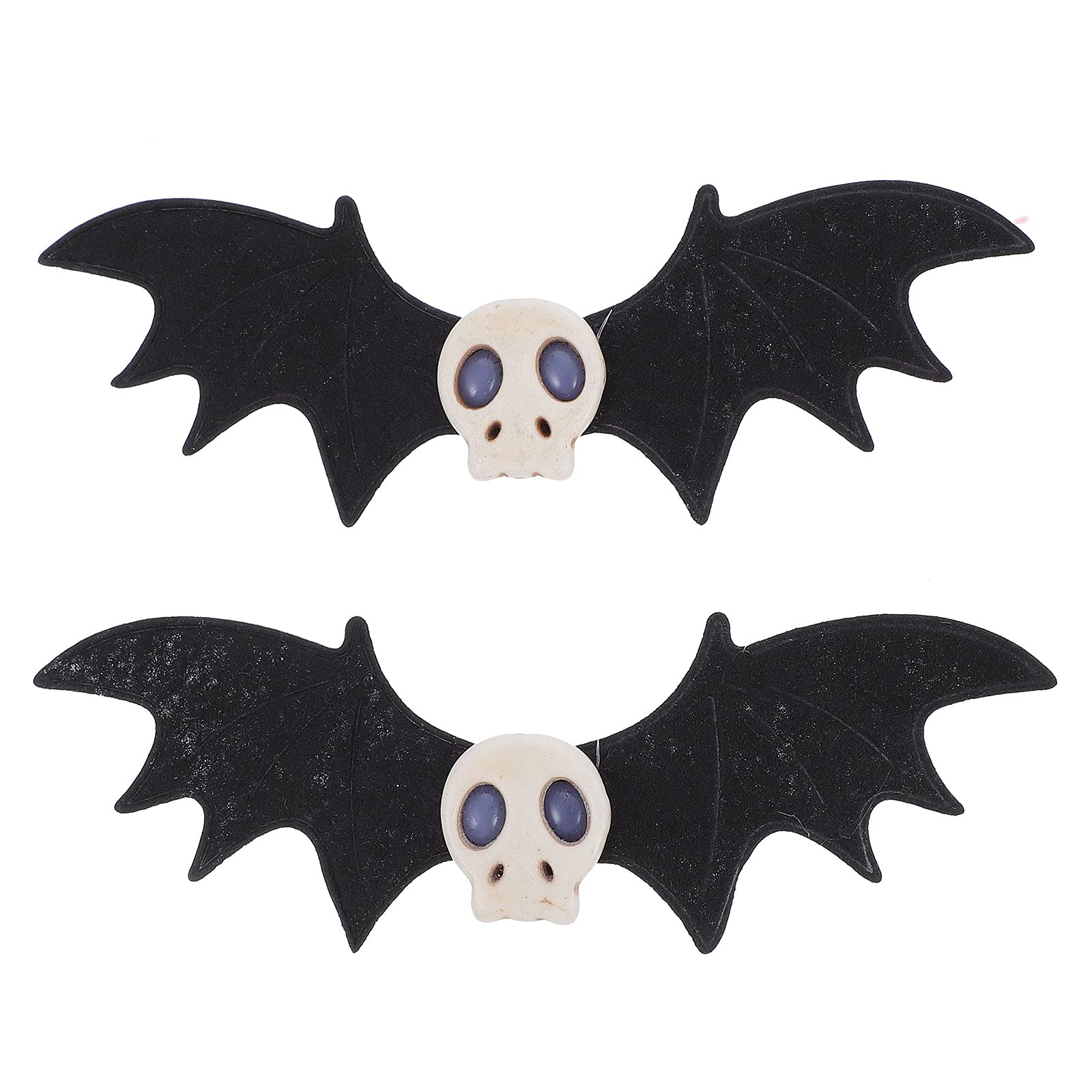2pcs Halloween Skull Bat Hair Clips for Girls - Gothic Hair Accessories for Halloween Party, Cosplay, Festival & Costume - Cute Bat Skull Hairpins for Women & Teens