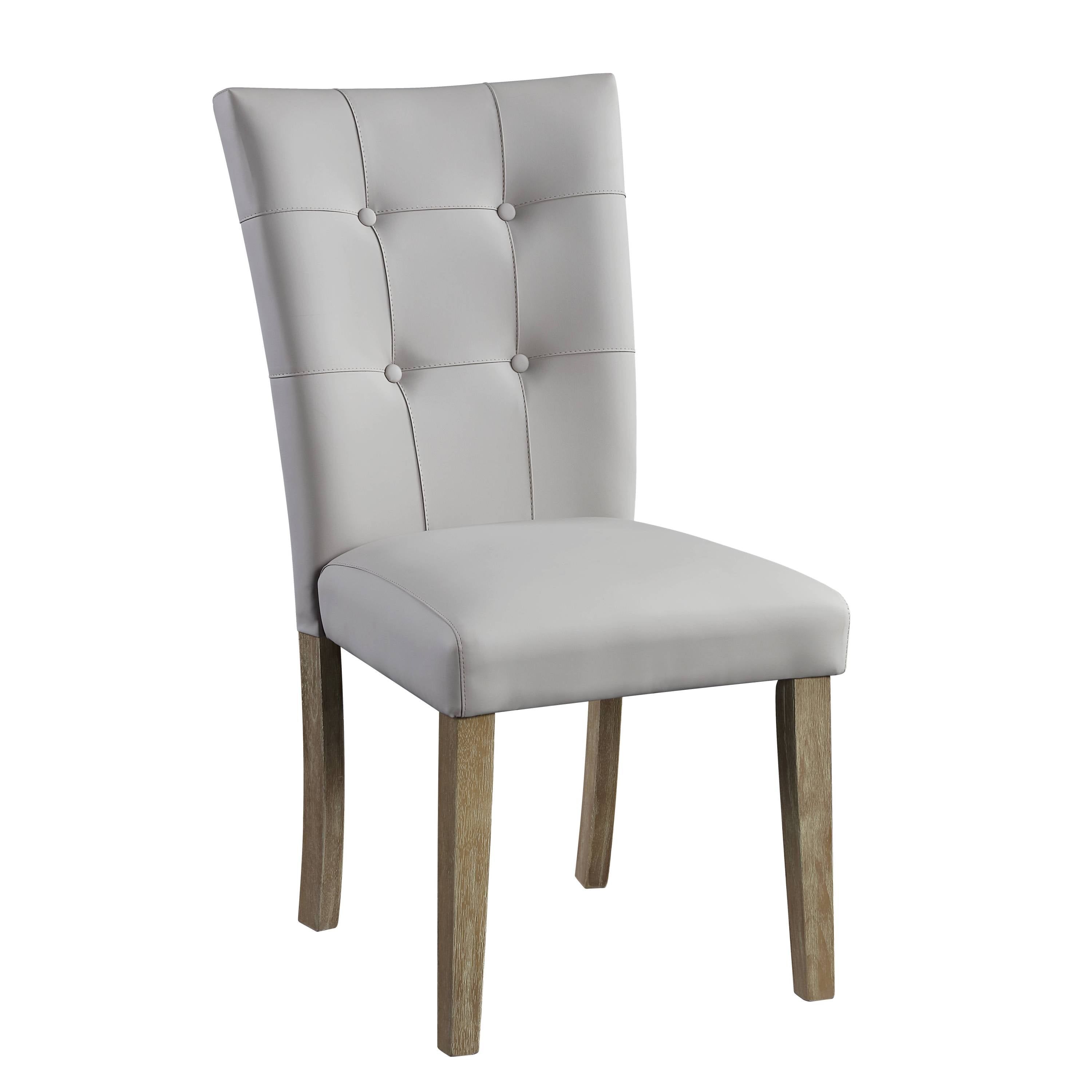 Charnell Gray Synthetic Leather & Oak Finish Side Chairs (Set of 2) - Modern Dining Room Chairs for Kitchen, Office, or Living Room