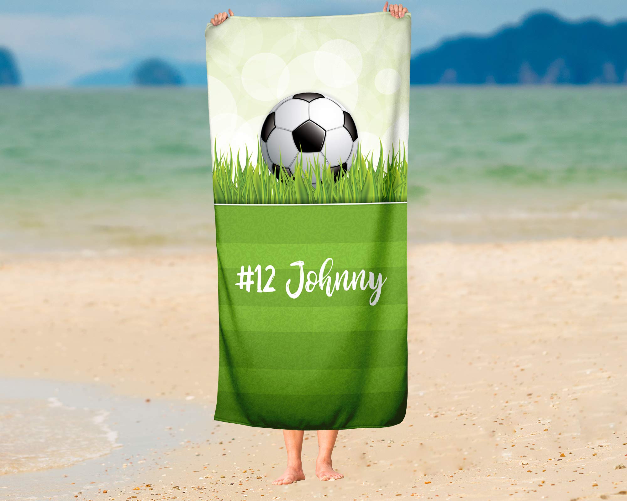 Custom Soccer Themed Towel for Kids & Adults - Personalized Soccer Ball Design Travel, Beach, Pool & Bath Towel - Perfect for Sports Enthusiasts, Toddlers, Boys & Girls (Red) - Great for Soccer Games, Beach Trips, Pool Parties & Bath Time