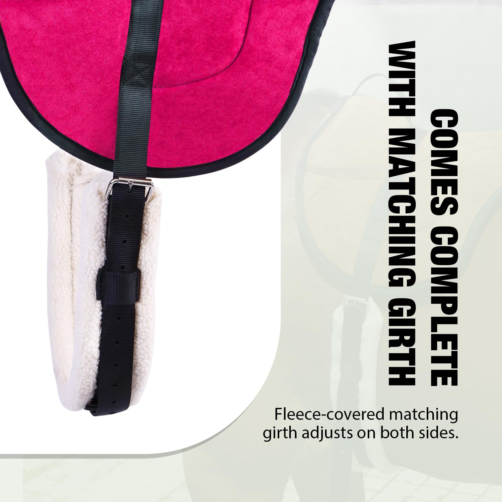 Harrison Howard Equestrian Saddle Pad - Breathable Horse Riding Pad with Girth for Western & English Riding - Perfect for Trail Riding, Training & Show Jumping