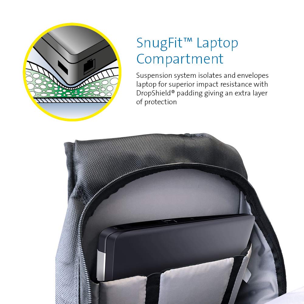 Kensington 15.6 Inch Laptop Backpack for Men & Women - Durable Black Rucksack Fits Up to 15.6