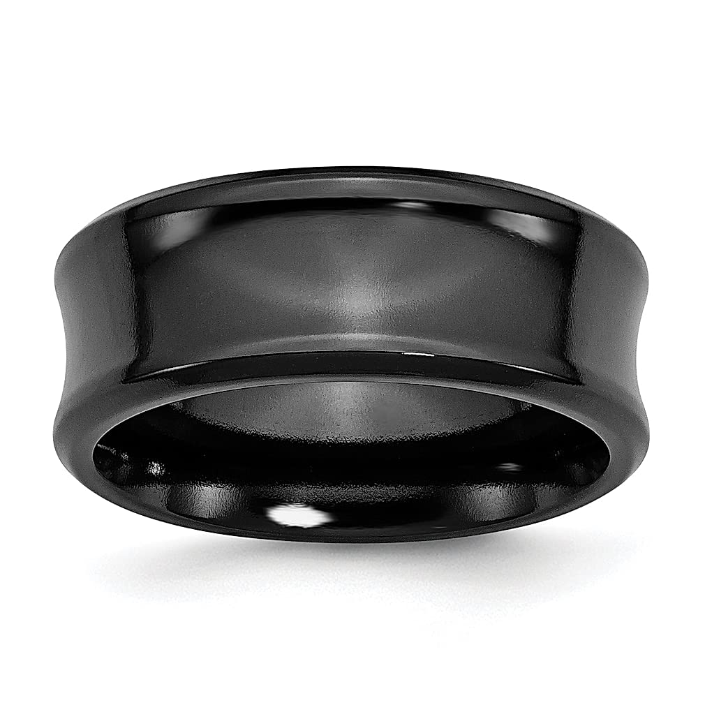 ICE CARATS 9mm Titanium Black Concave Band Ring for Men - Classic Wedding Jewelry, Durable Groom Ring, Fashionable Gift for Dad, Husband & Boyfriend - Perfect for Engagements, Anniversaries & Special Occasions