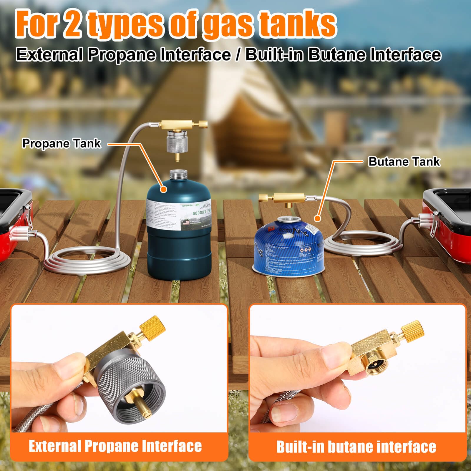 Portable 2 Burner Camping Stove Set with Cookware - 20,000 BTU High Output Outdoor Gas Stove Kit Includes Folding Stove, Frying Pan, Griddle, Kettle, Pot & Carry Bag - Compatible with Propane & Butane - Perfect for Camping, Hiking, Backpacking & Picnics