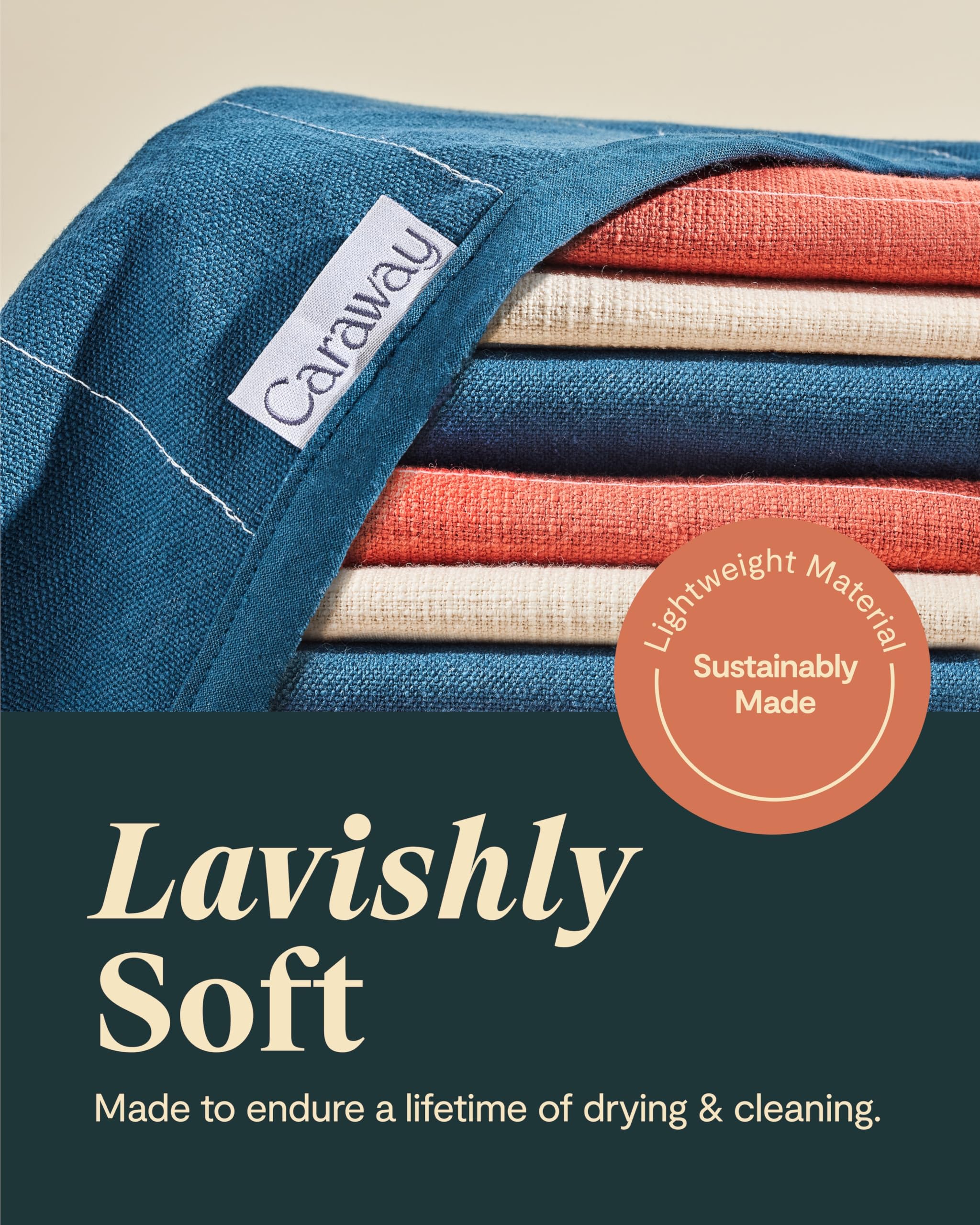 Organic Cotton Caraway Linen Set - Apron, Pot Holders, Oven Mitts & Tea Towels - 100% Natural, Durable & Machine Washable - Perfect for Cooking, Baking & Kitchen Decor