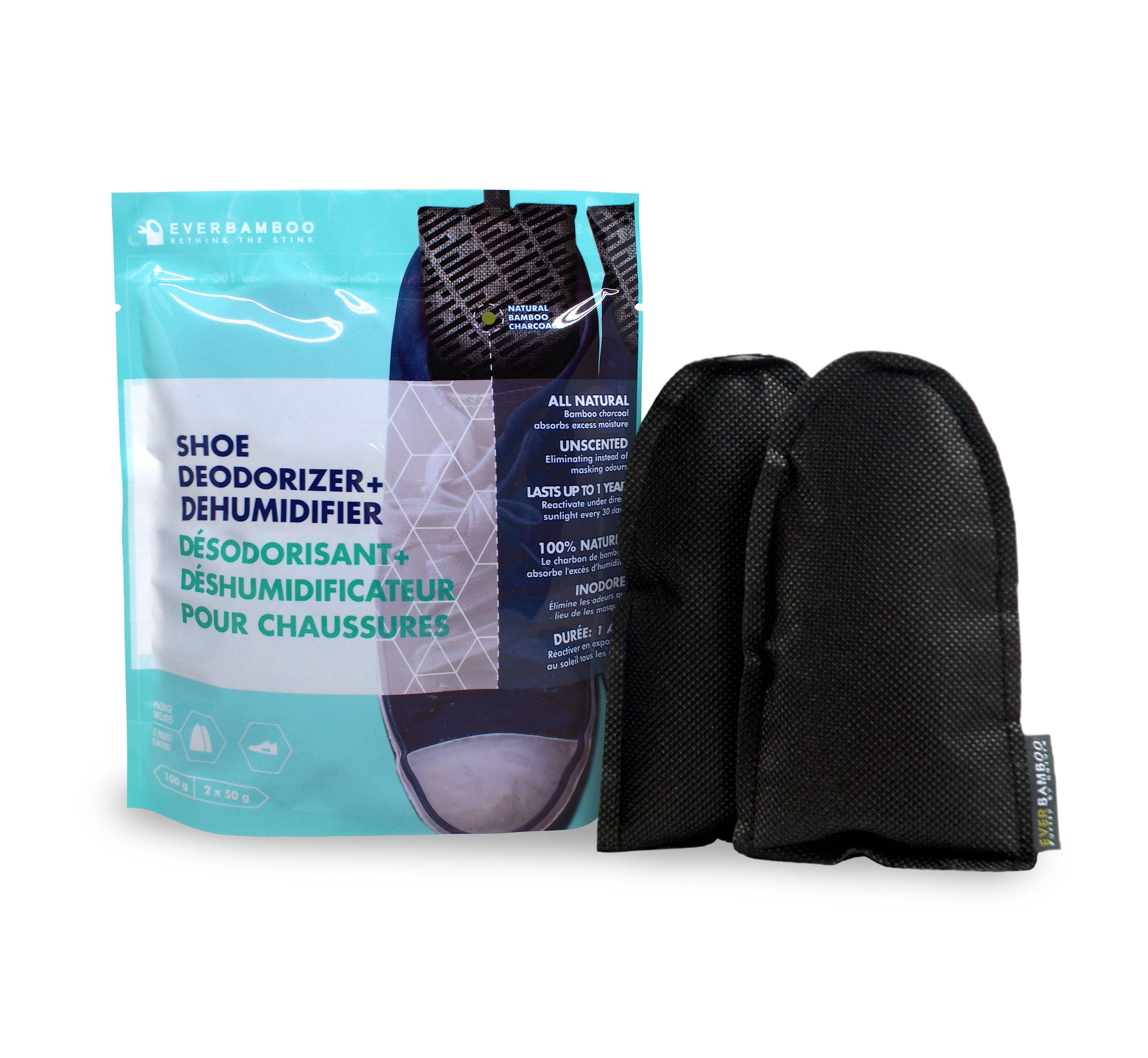 Ever Bamboo Shoe Deodorizer - Natural Foot Odor Eliminator (2 Pack, 100g Total) - Keep Shoes Fresh for Gym, Work & Daily Use