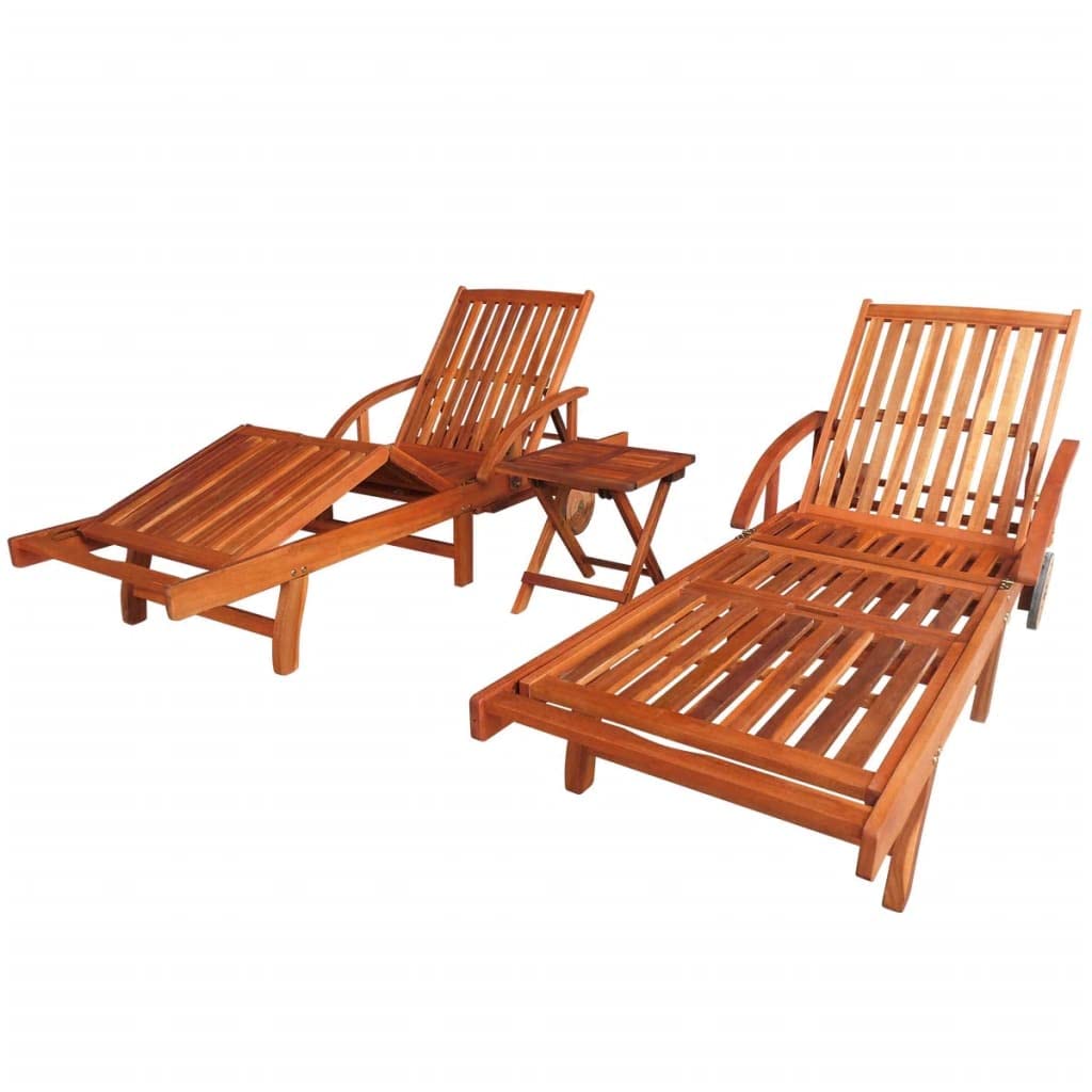 2-Piece Reclining Lounge Chair Set with Acacia Wood Table - Padded Theater Seating Sofa, Reading & Sun Lounger for Living Room, Patio, and Home Theater Comfort