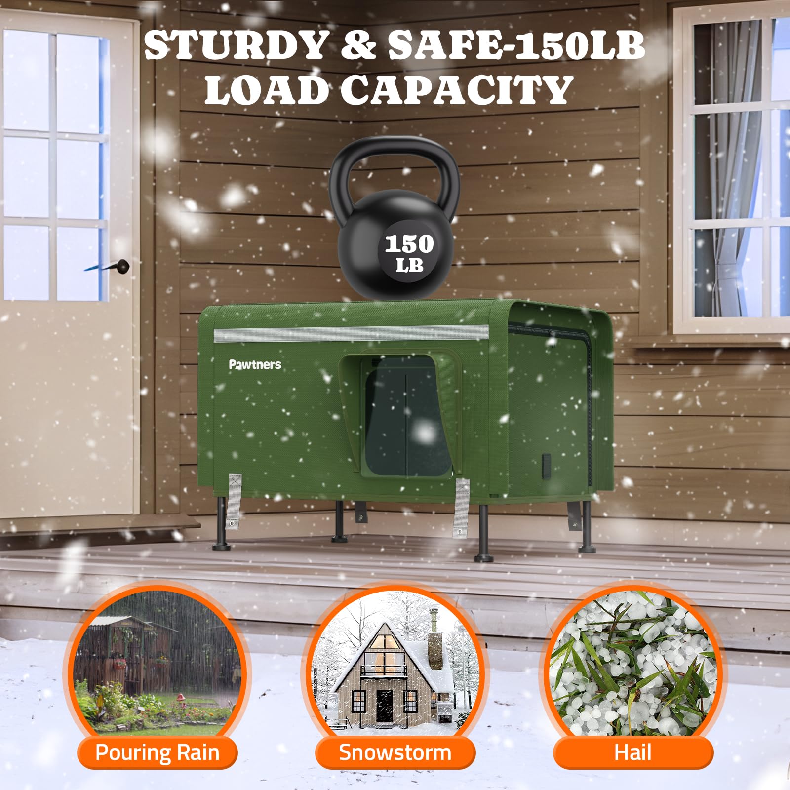 Heated Outdoor Cat House with Insulation & Escape Door - Weatherproof 900D Oxford Fabric Pet Shelter with Warming Pad for Stray & Feral Cats in Winter - Perfect for Backyards, Garages & Cold Weather Protection