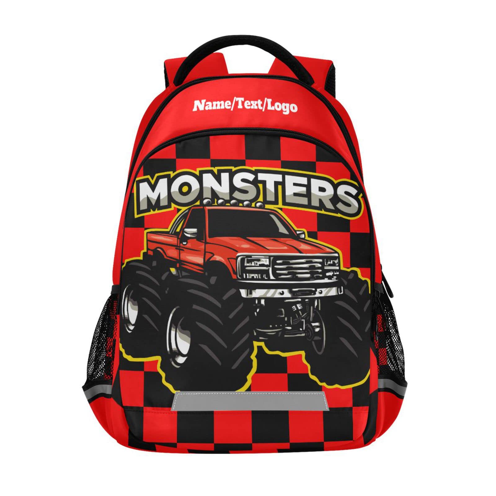 Custom Personalized Monster Truck Backpack for Boys & Girls - Durable School Bookbag for Elementary Students - Perfect for School, Travel & Outdoor Adventures