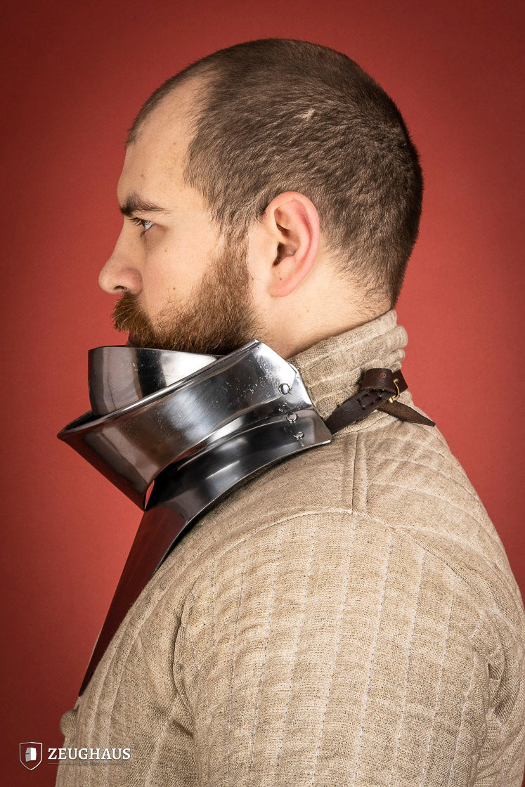 Medieval Articulated Gorget with Bevor - 1.6mm Polished Steel Armor for 1450-1550 Period - Perfect for LARP, Cosplay, and Historical Reenactment