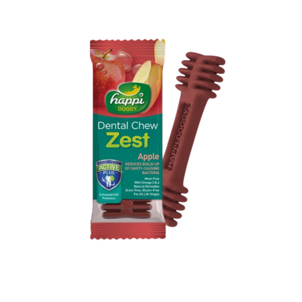 Happi Doggy Dental Chew Zest Regular 4 Inch 25g - Natural Grain Free & Gluten Free Dog Teeth Cleaning Treats for Small to Medium Dogs - Promotes Fresh Breath & Healthy Gums - Perfect for Daily Oral Care & Training Rewards