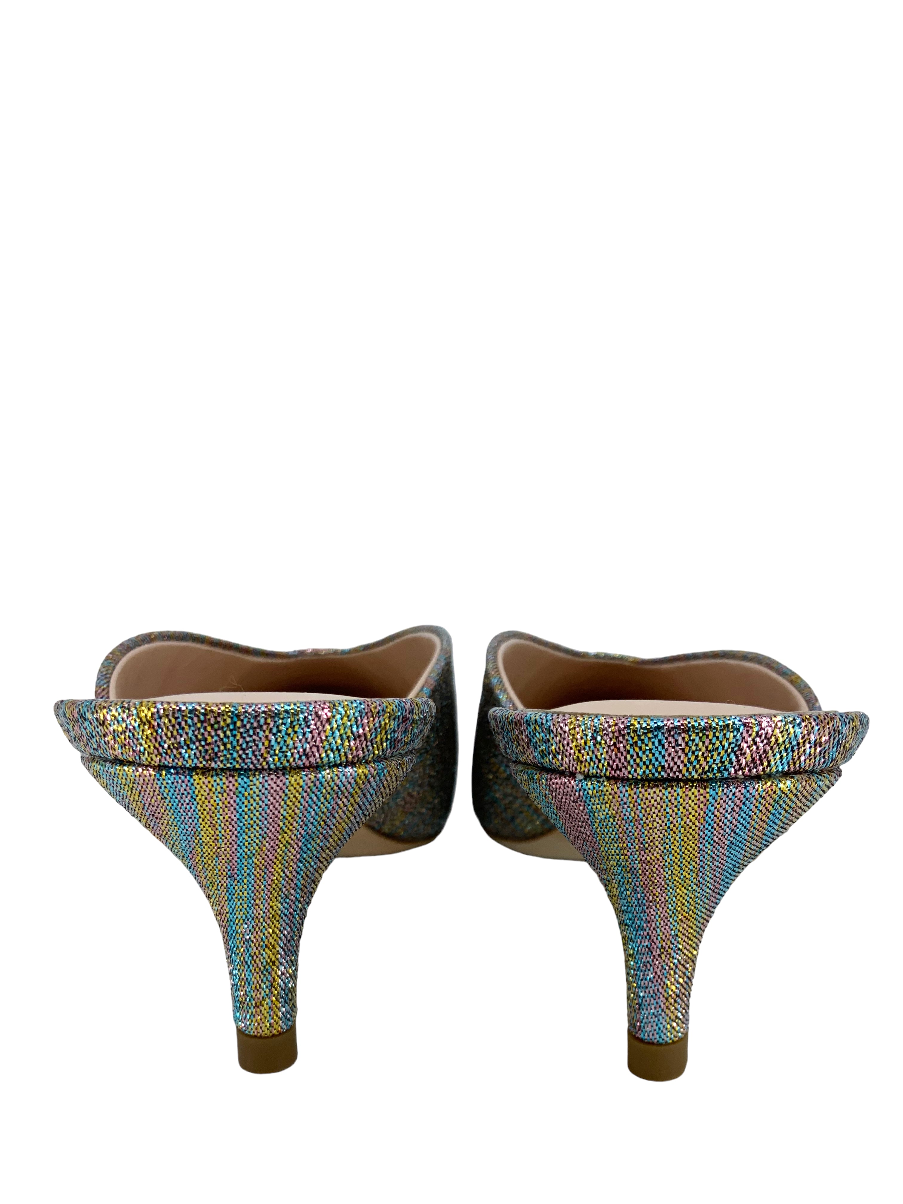 Loeffler Randall Juno Metallic Kitten Heel Mules - Women's Size 7.5 | Elegant Slip-On Shoes for Parties, Weddings & Office Wear