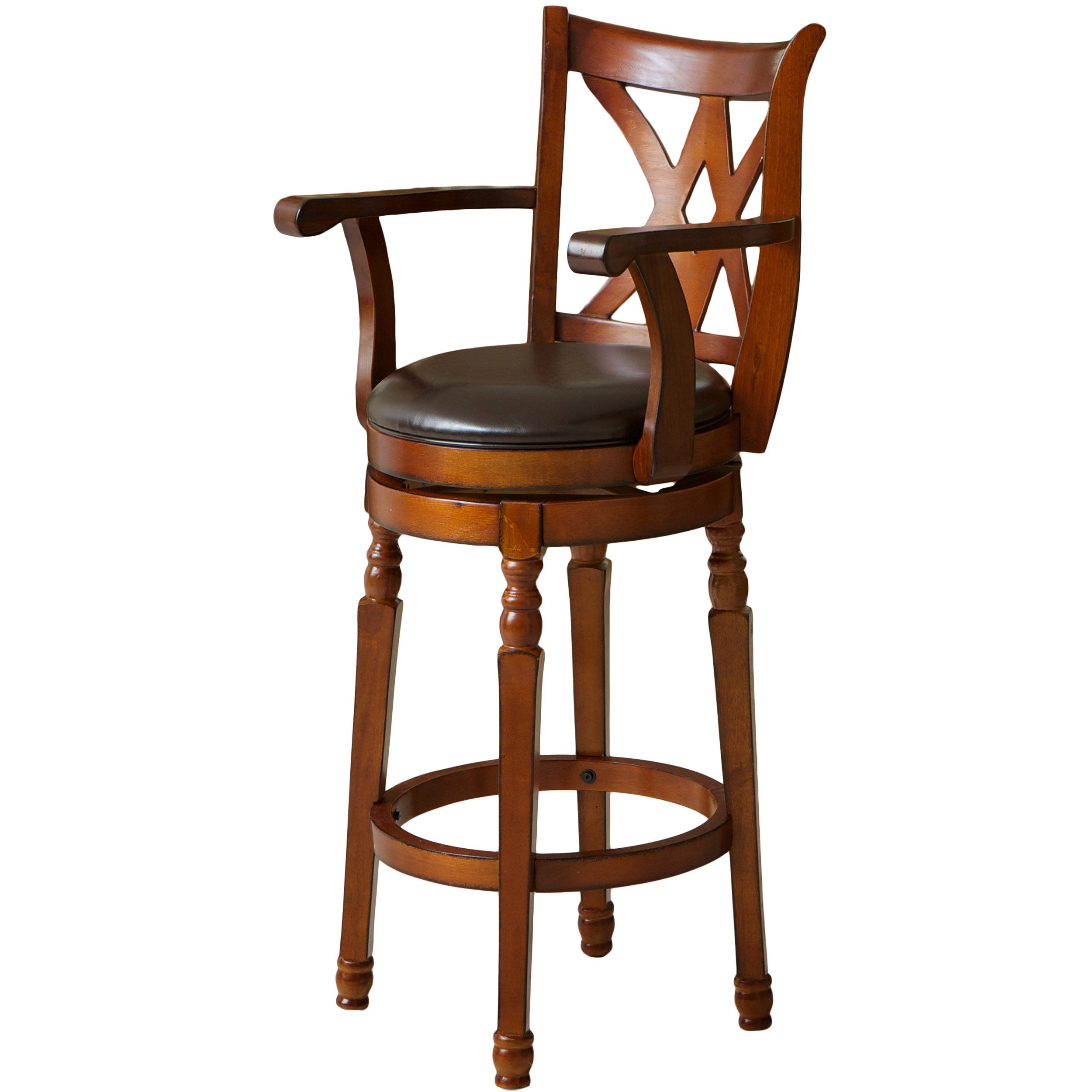 Christopher Knight Home Eclipse Armed Swivel Barstool - Chocolate Brown Bar Height Counter Stool for Kitchen Island, Breakfast Nook & Home Bar