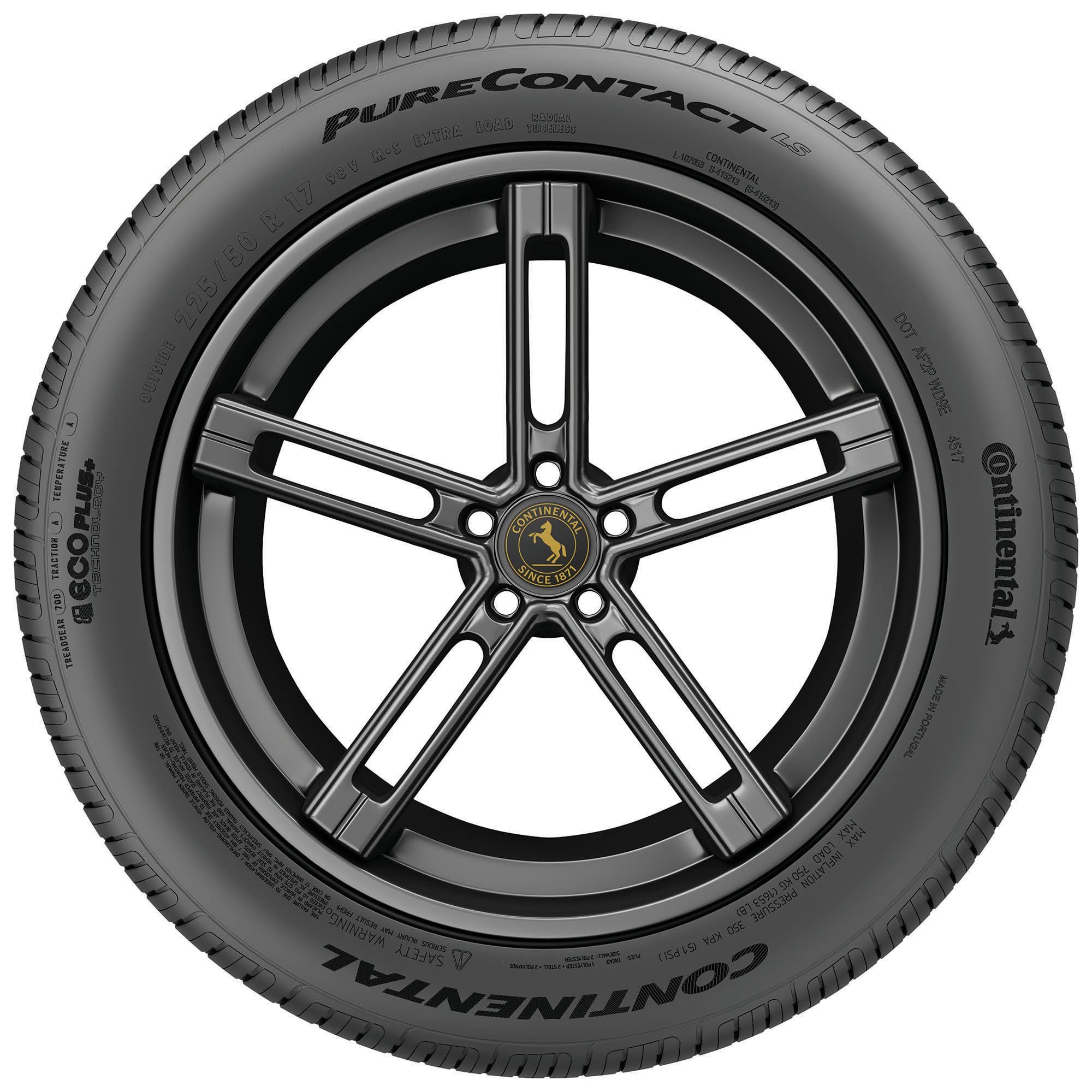 Continental PureContact LS Performance Radial Tire - 245/45R18 100V | All-Season Tires for Sedans & Coupes | Smooth Ride, Wet & Dry Traction