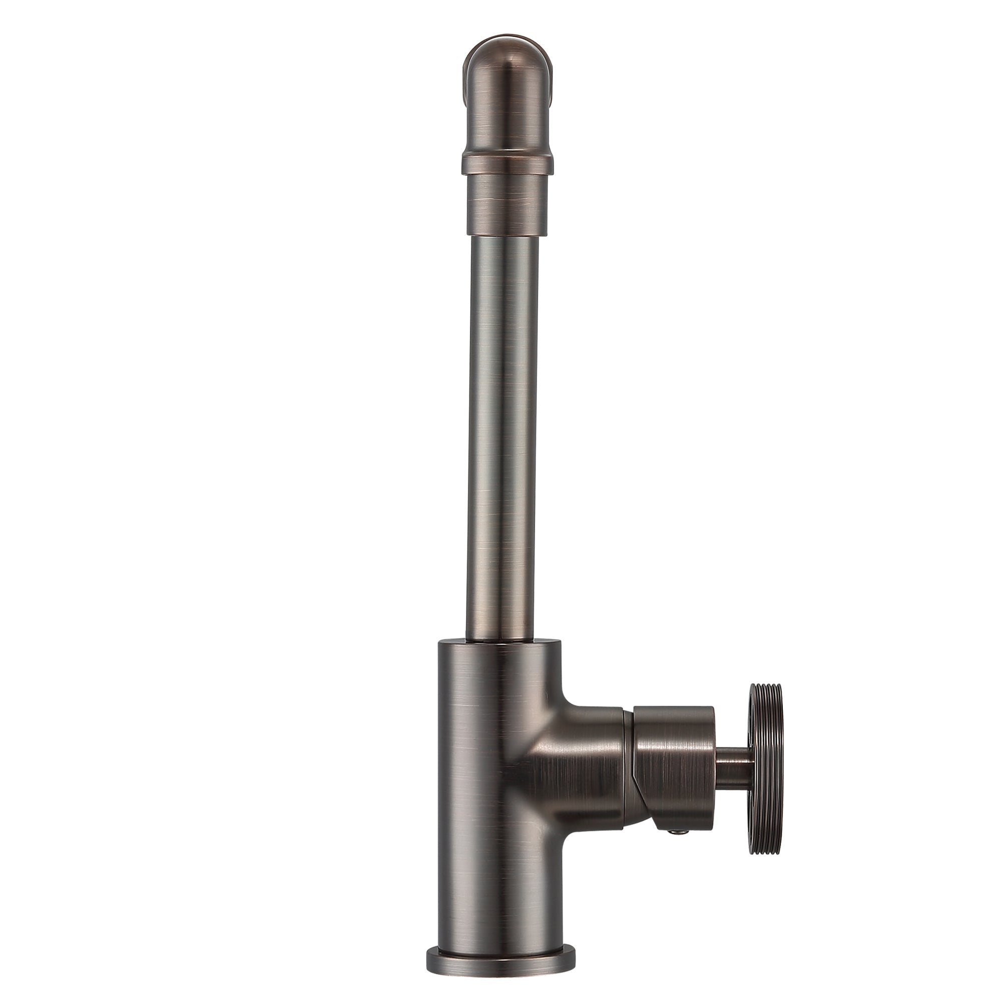Oil Rubbed Bronze Round Wheel Handle 1-Hole Deck Mount Bathroom Faucet - Perfect for Modern and Vintage Bathroom Renovations