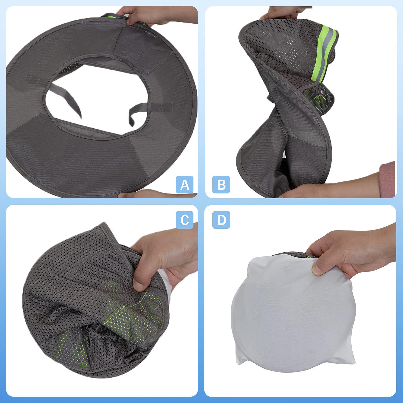High Visibility Hard Hat Sun Shade with Reflective Strip - Full Brim Sun Visor Neck Shade for Construction & Outdoor Work (4 Pack, Grey) - Perfect for Construction Sites, Road Work & Hot Weather Protection