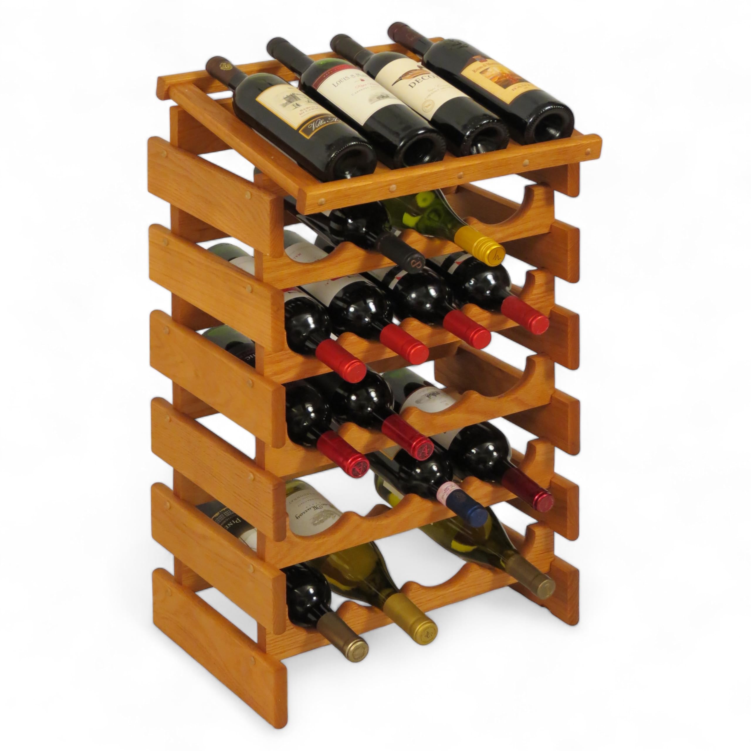 Wooden Mallet 24 Bottle Dakota Wine Rack with Display Top - Medium Oak Finish for Wine Storage & Home Decor | Perfect for Dining Room, Kitchen, or Wine Cellar Organization