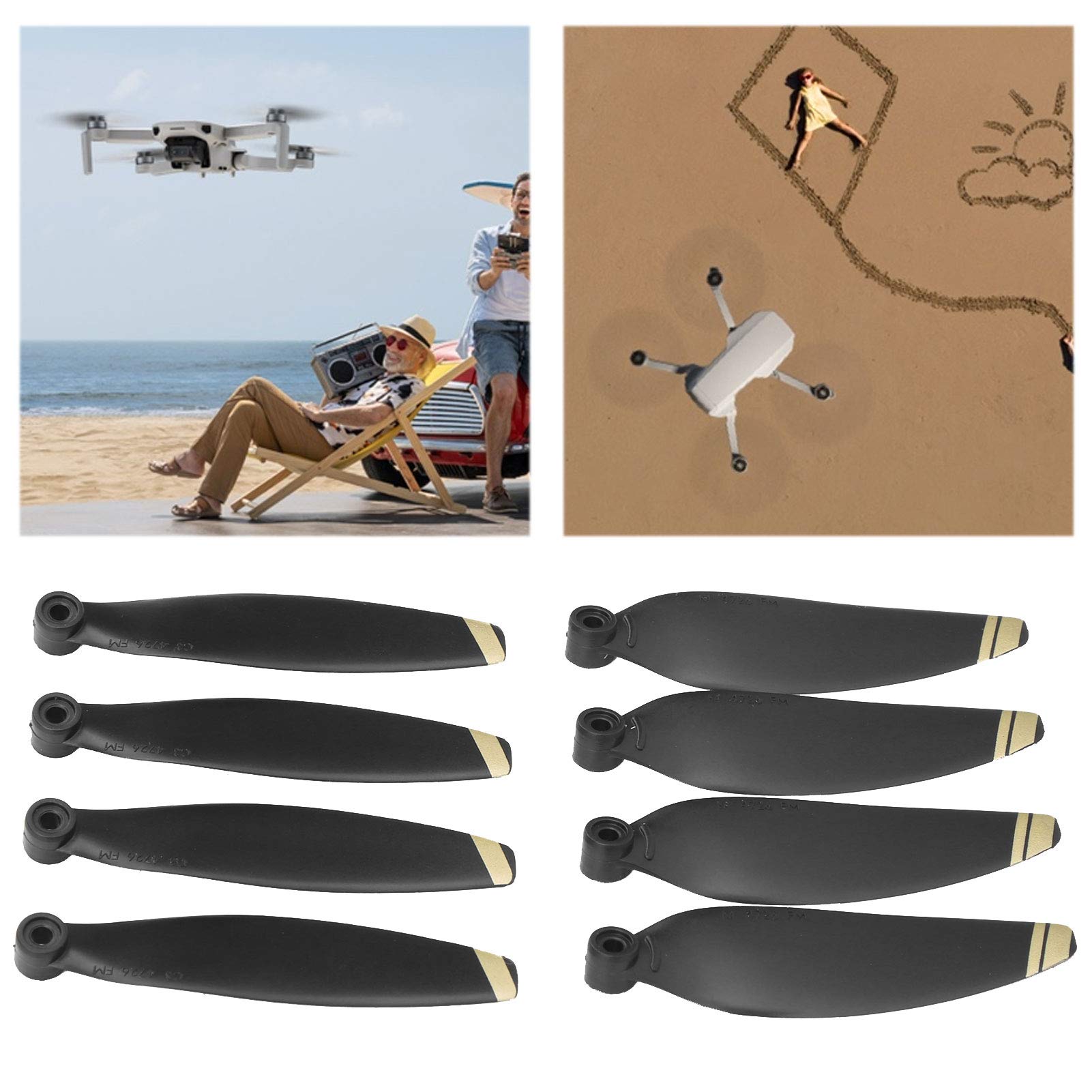 2 Pairs of Gold Drone Propellers for DJI Mavic Mini 2 - High Performance Replacement Blades for Smooth Flight - Perfect for Aerial Photography & Outdoor Adventures