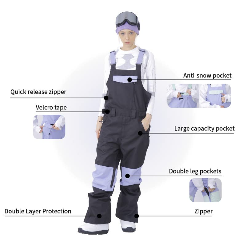 SNOWVERB Waterproof Ripstop Ski Bib Pants for Men & Women - Adjustable Winter Snowboard Pants for Outdoor Research & Snow Sports | Perfect for Skiing, Snowboarding & Cold Weather Adventures