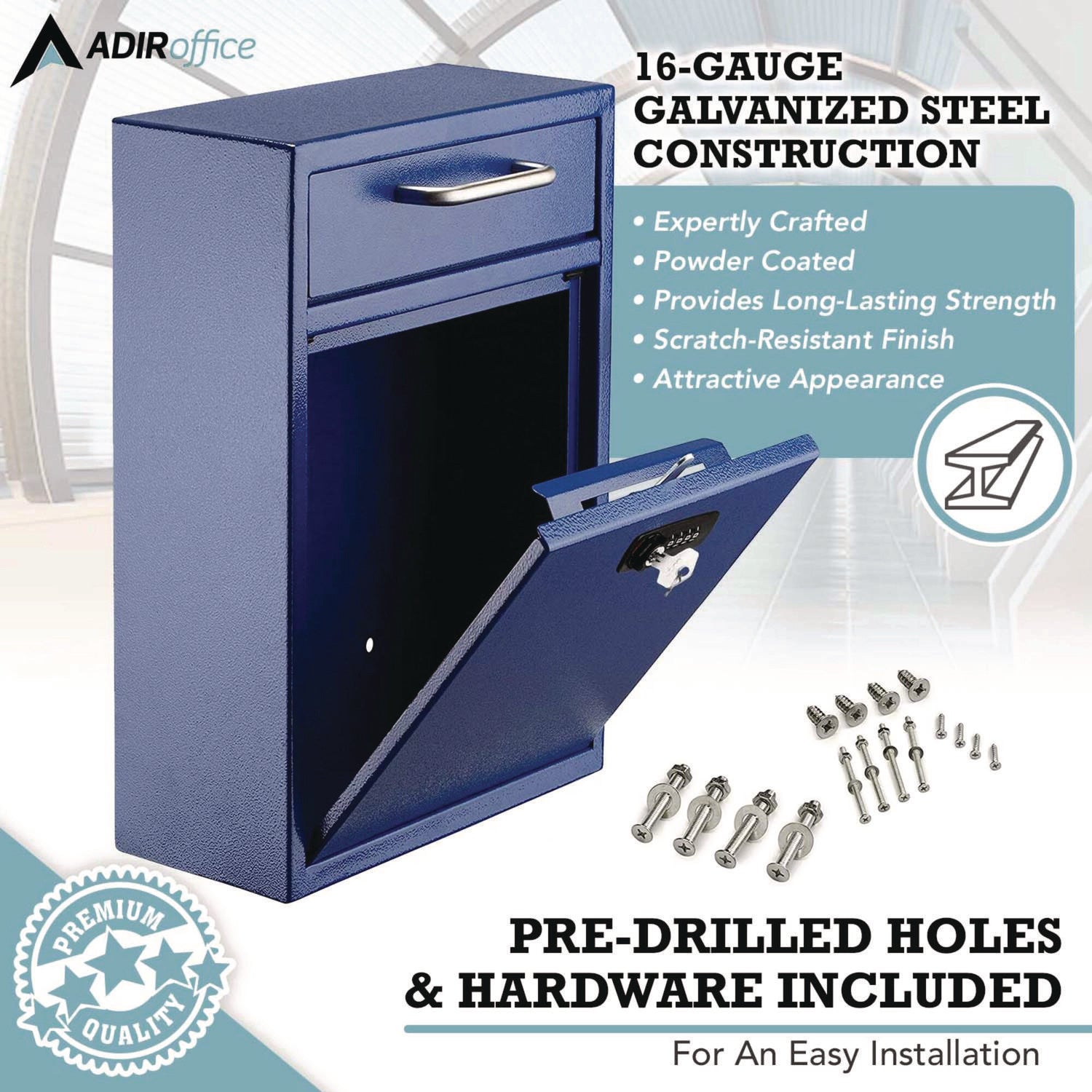 Secure Wall Mounted Locking Mailbox with Key & Combination Lock - Large 11.2