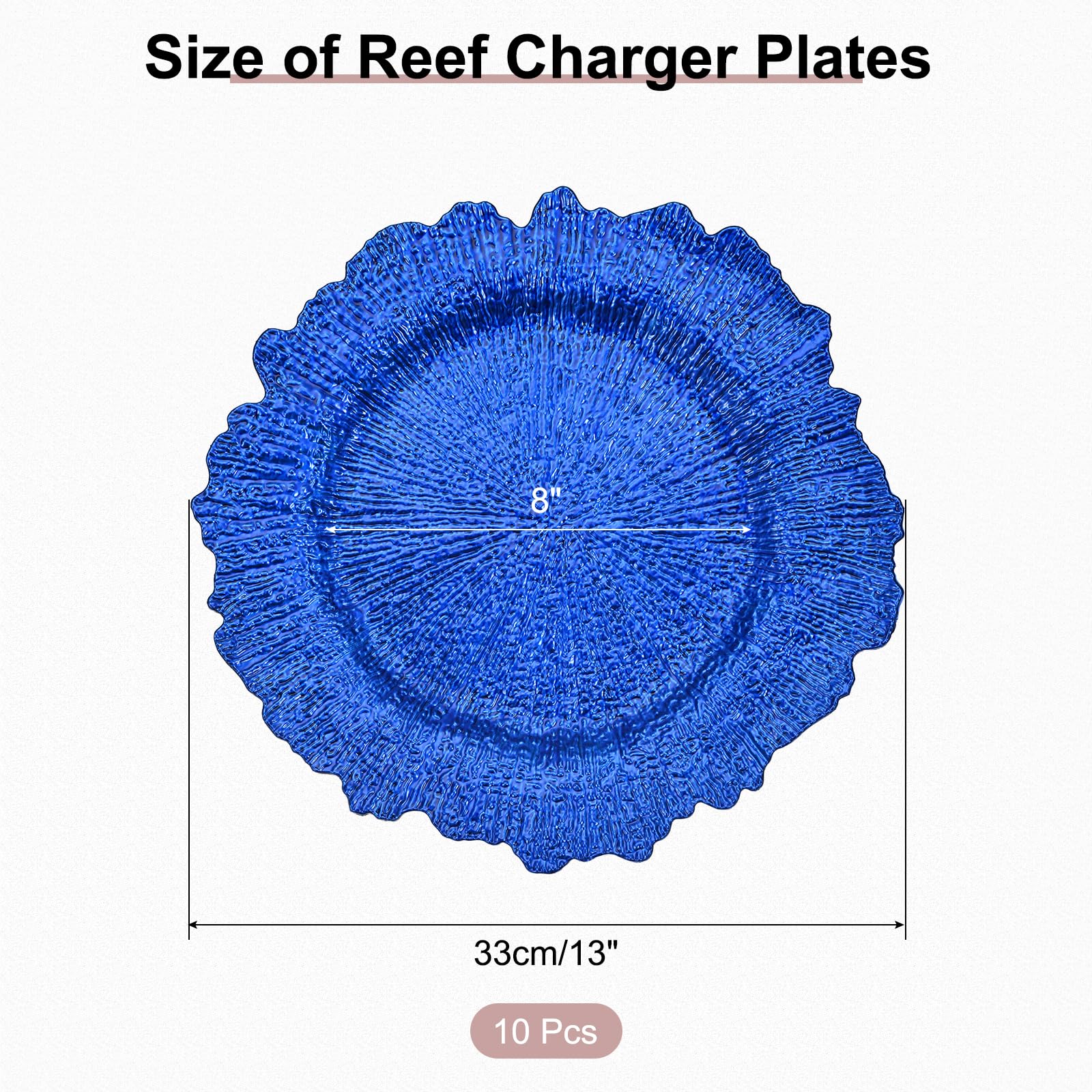 uxcell 10-Pack 13 Inch Blue Plastic Floral Charger Plates - Round Dinner Plates for Wedding, Party & Event Table Decor - Perfect for Formal Dining, Buffet Settings & Centerpiece Displays