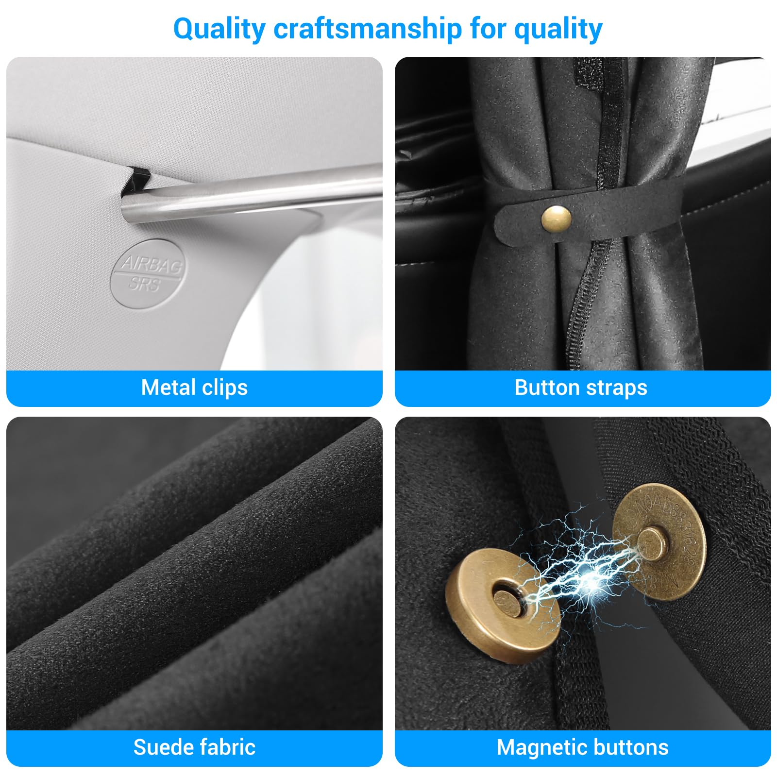 XCBYT Car Privacy Curtains - Adjustable Length Blackout Van Curtains with Stainless Steel Crossbar for SUVs, Pickup Trucks & Campers | Perfect for Travel, Napping & Privacy Protection During Road Trips & Outdoor Adventures