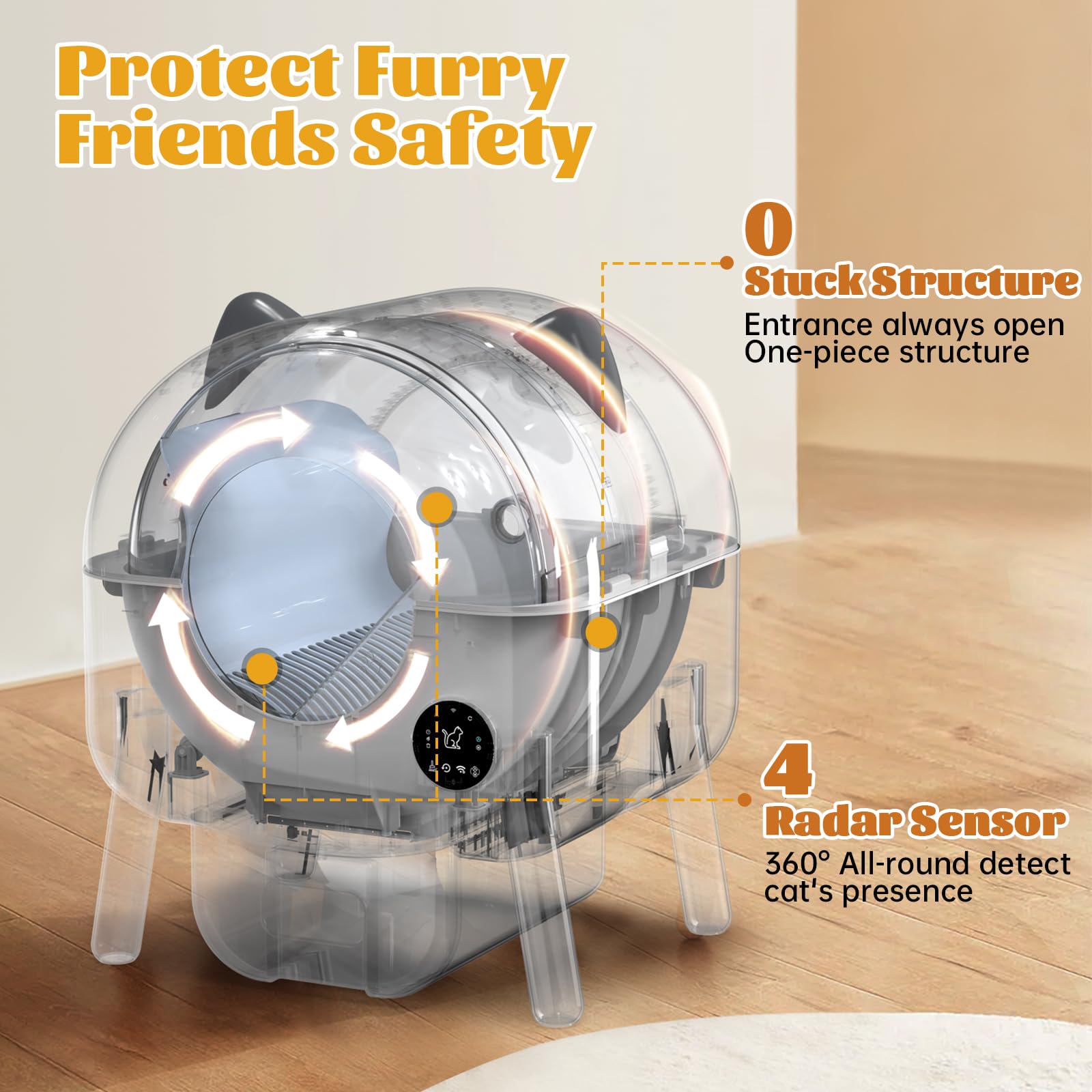 HIMIX Automatic Self-Cleaning Cat Litter Box with APP Control - Smart Robot Litter Box for Multiple Cats, Odor Elimination, 80L+21L Capacity (Includes 1 Trash Bag & Mat) - Perfect for Busy Pet Owners & Multi-Cat Households
