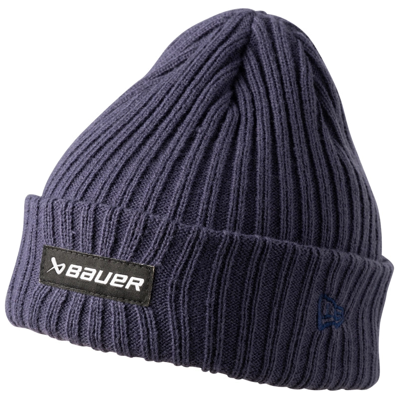 Bauer New Era Ribbed Beanie Hat for Men & Women - Soft Winter Knit Skull Cap in Blue - Perfect for Skiing, Snowboarding & Cold Weather Activities