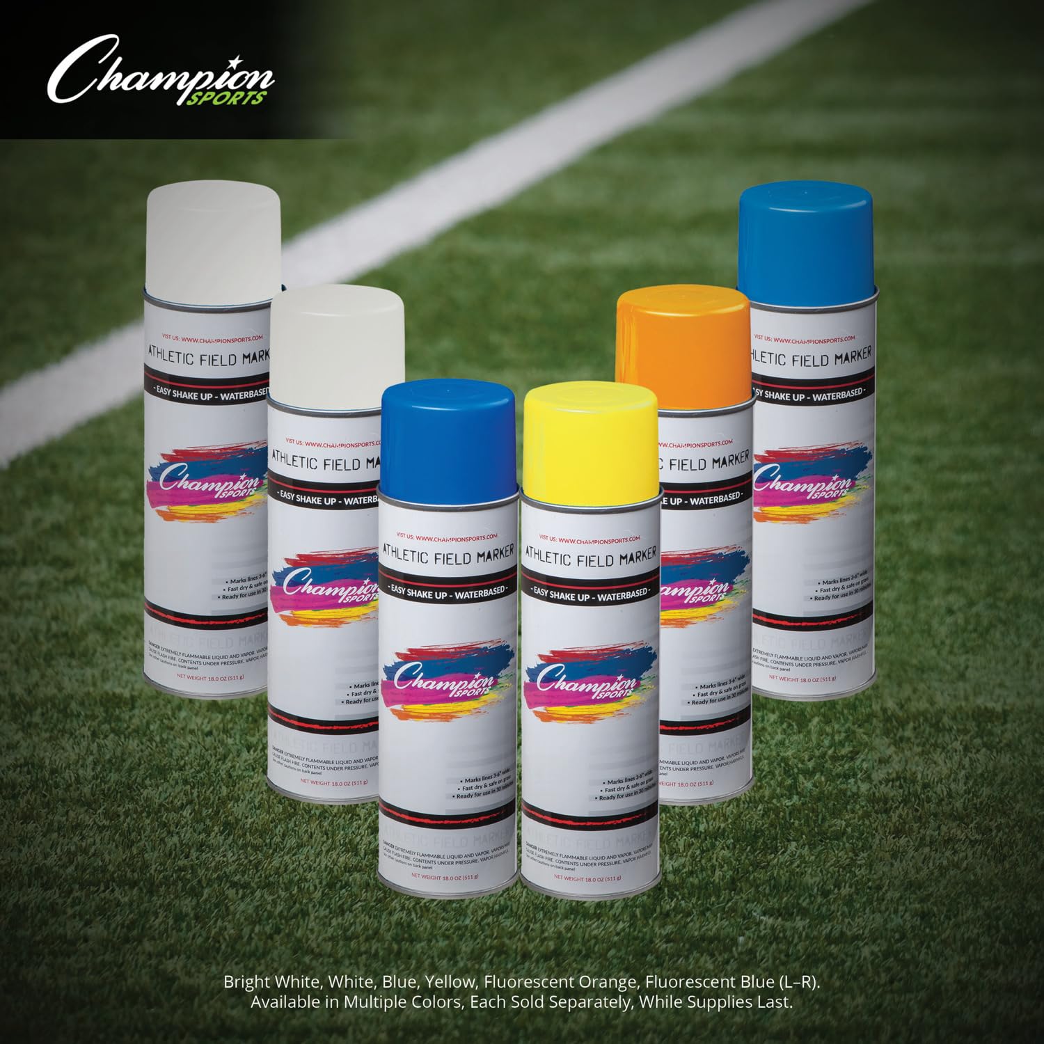 Champion Sports Field Marking Paint - Durable, Non-Toxic, Bright White Paint for Soccer, Football, Baseball Fields | Perfect for Outdoor Sports Field Line Marking & Maintenance