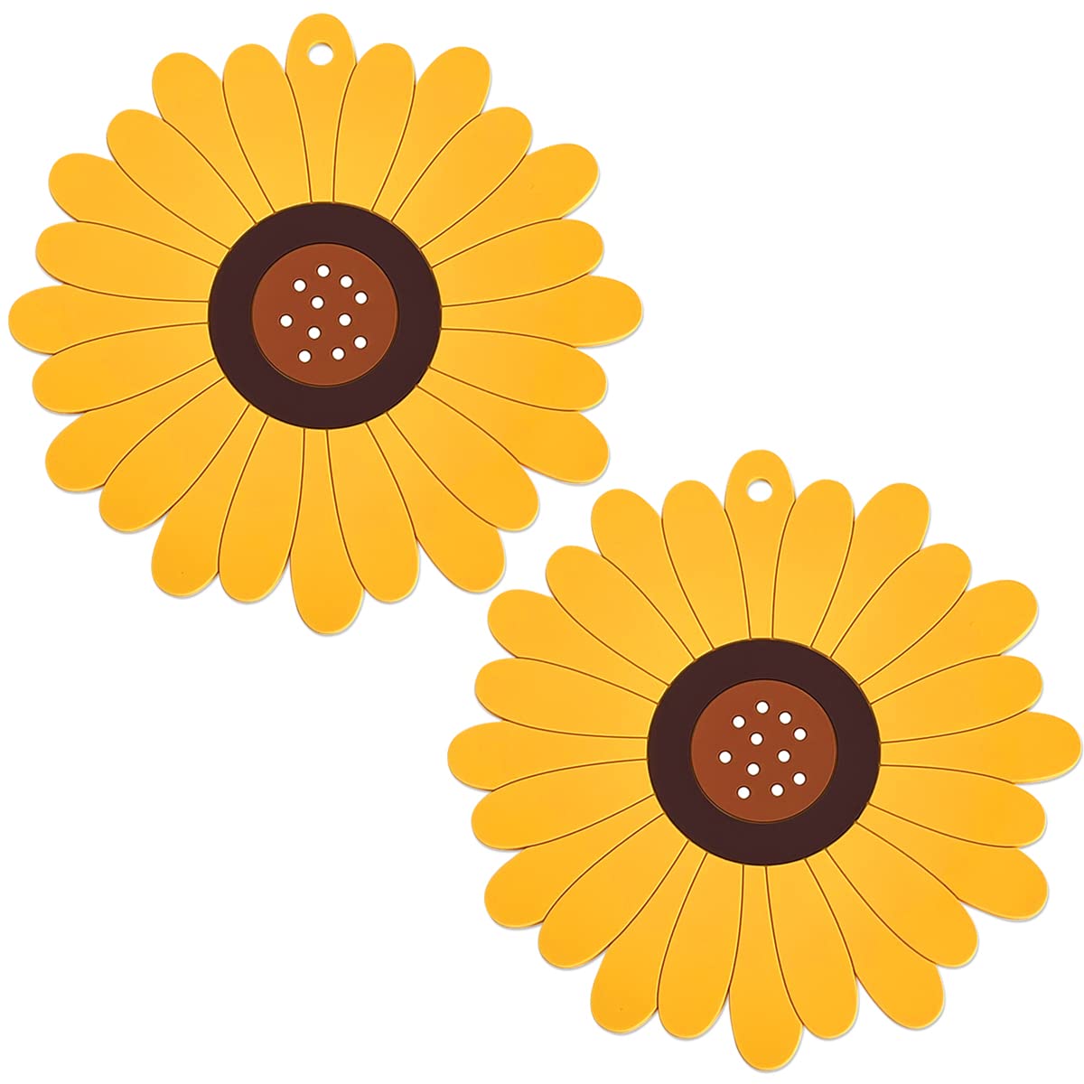 Allydrew Sunflower Coasters & Trivet Mats Set of 2 - Heat Resistant Pot Holders for Hot Cups, Drinks, Pots and Pans - Large Kitchen Table Decor for Dining Room, Coffee Bar & Home Decor