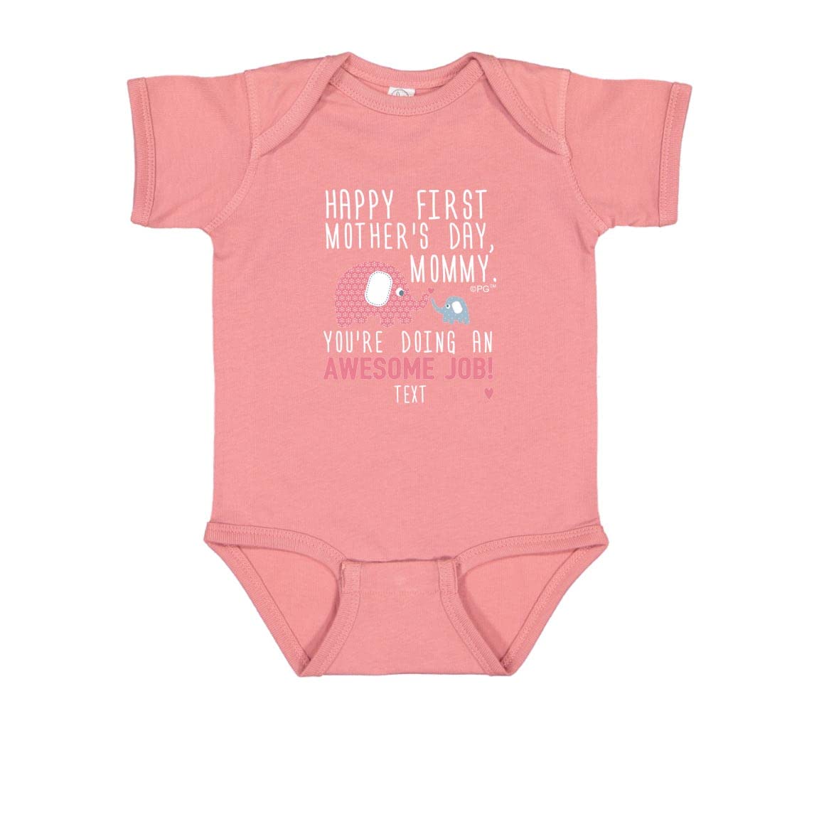 Personalized First Mother's Day Gift - Pink Elephant Baby Bodysuit for New Moms | Baby Shower, Newborn Photo Shoot & Special Occasion Outfit