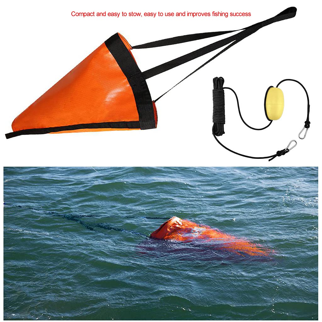 Premium Marine PVC Sea Anchor & Drogue for Kayak Canoe Boat - Drift Control & Stabilization with 30ft Retrieval Tow Line - Ideal for Fishing, Rowing & Water Sports