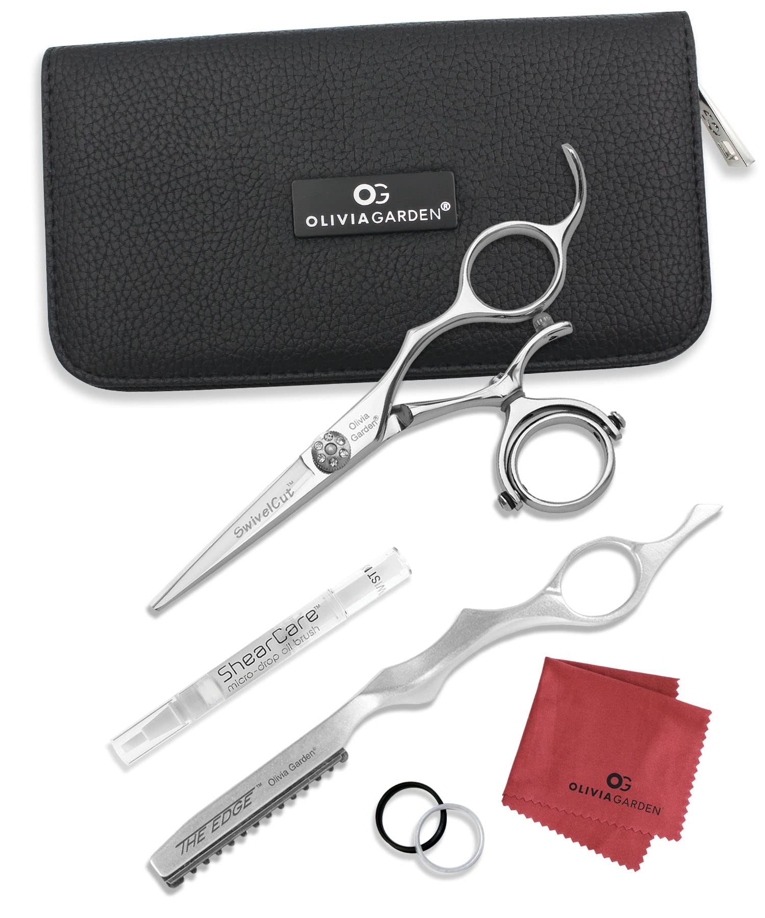 Olivia Garden SwivelCut Professional Hairdressing Shears with Case - Precision Hair Cutting Scissors for Stylists & Barbers - Salon, Home & Travel Use