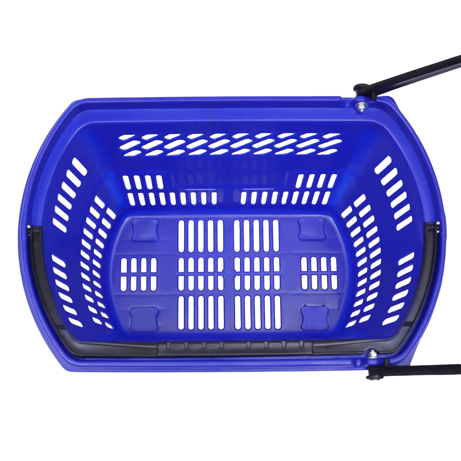6PCS 35L/9.2gal Rolling Shopping Baskets with Wheels & Handles - Heavy Duty 110lbs Capacity Plastic Shopping Carts for Retail Stores, Supermarkets & Grocery Shopping - Portable Convenient Basket Set (Blue)